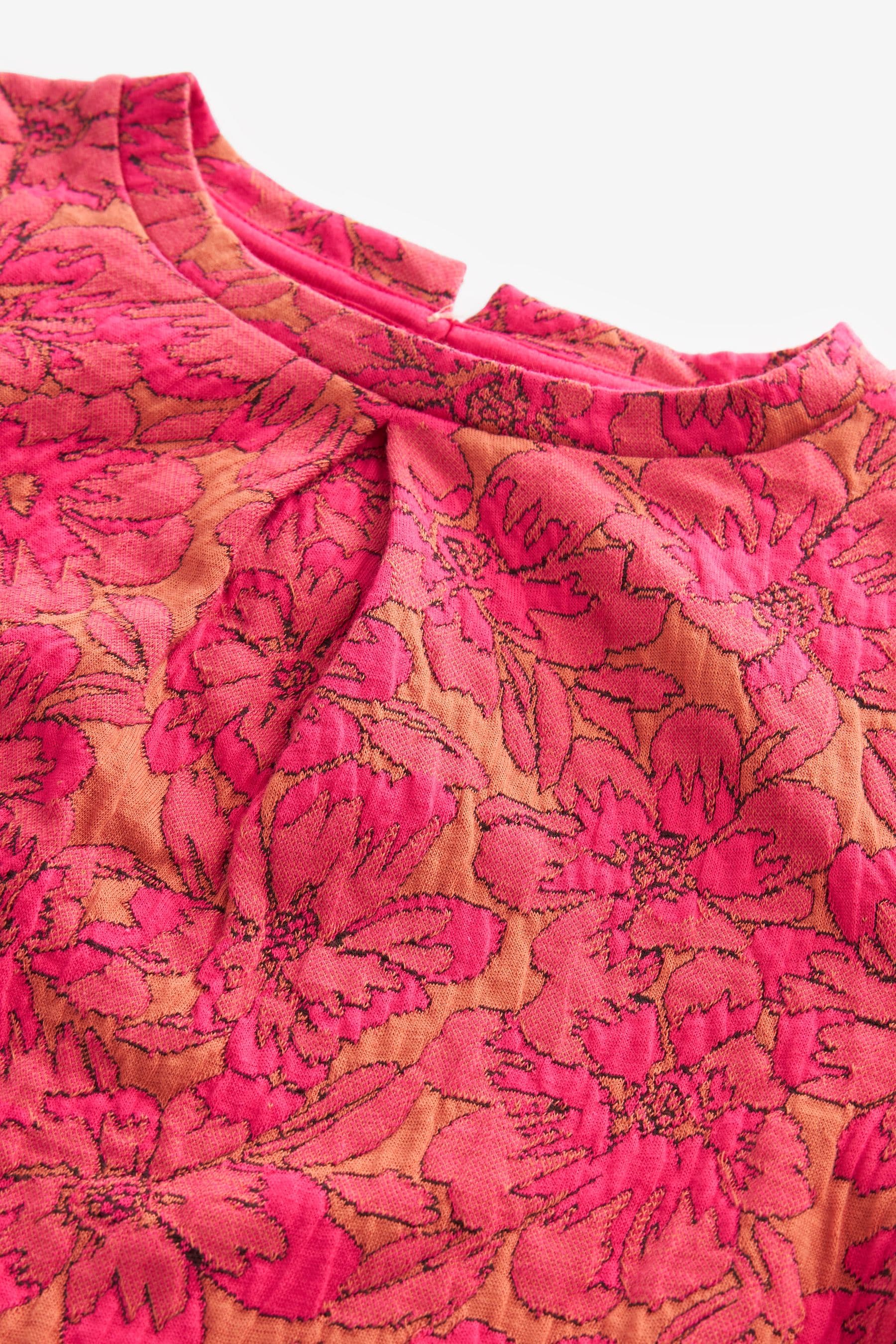 Pink/Orange Floral Texture Jersey Jacquard Dress (1.5-16yrs)