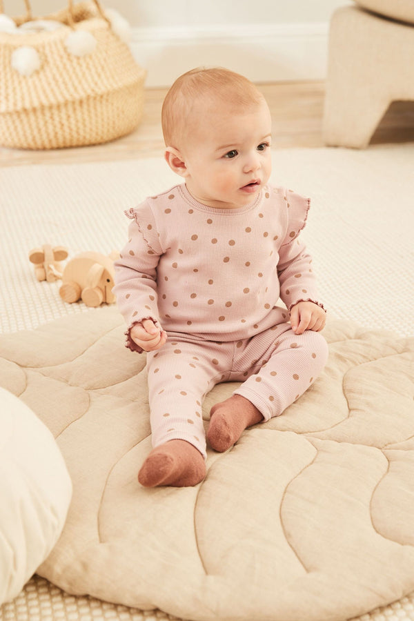 Pink Spot Baby Top And Leggings Set