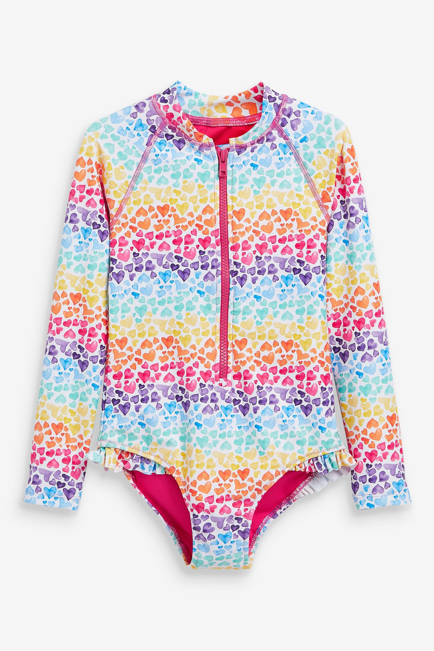 Rainbow Heart Print Sunsafe Swimsuit