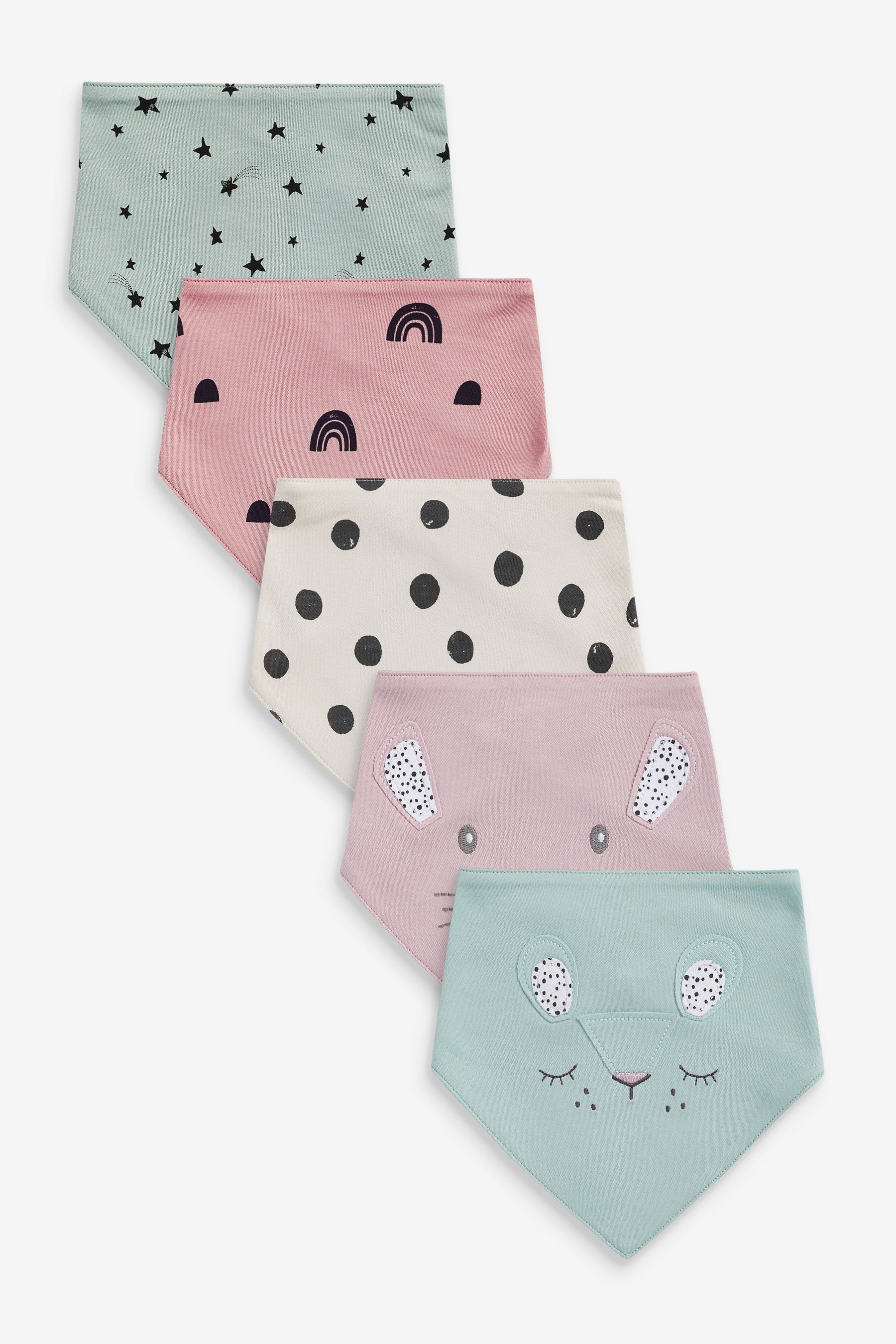 Pink Bunny Baby 5 Pack Dribble Bibs