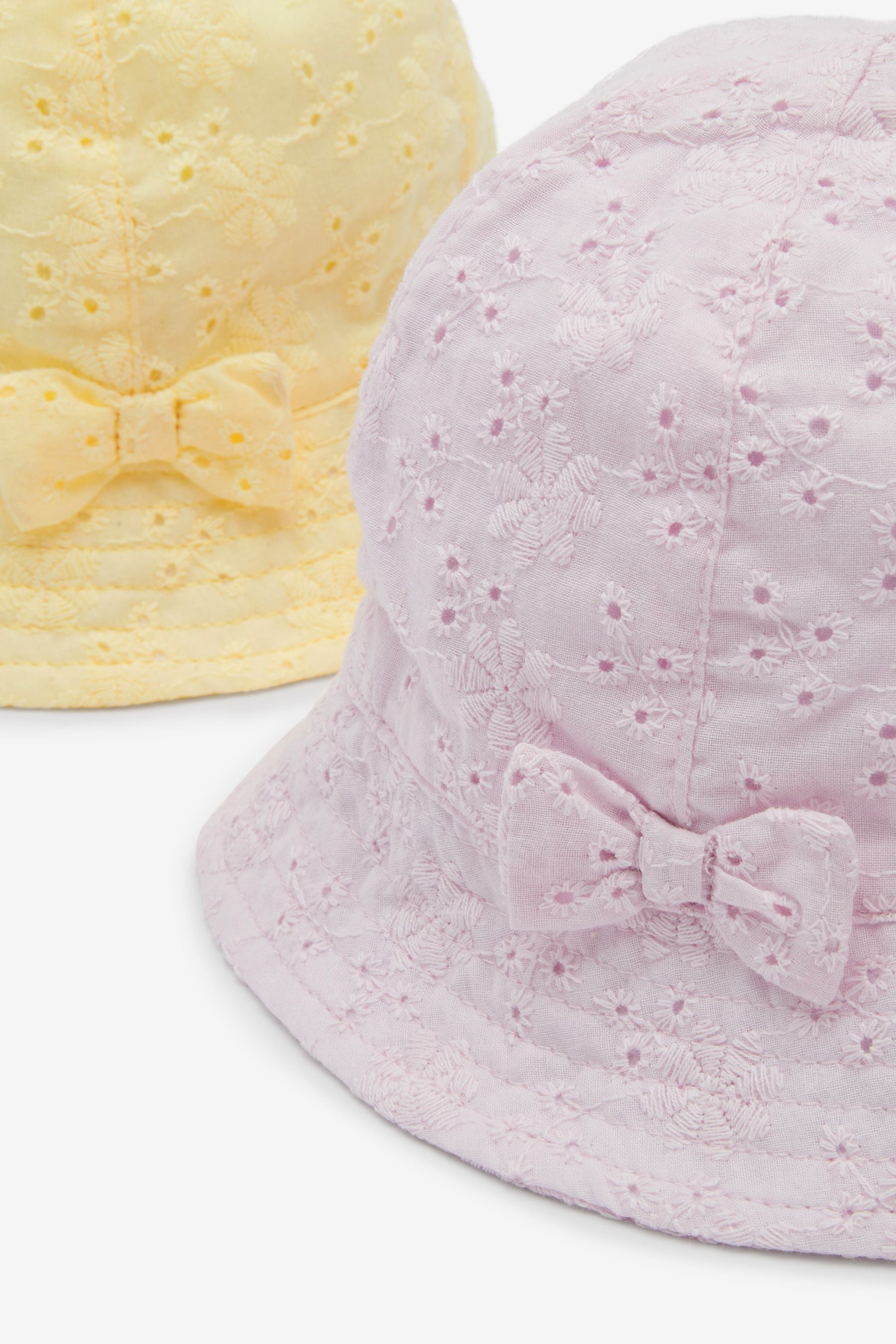 Lilac Lemon Broderie 2 Pack Baby Summer Bucket Hats (0mths-2yrs)