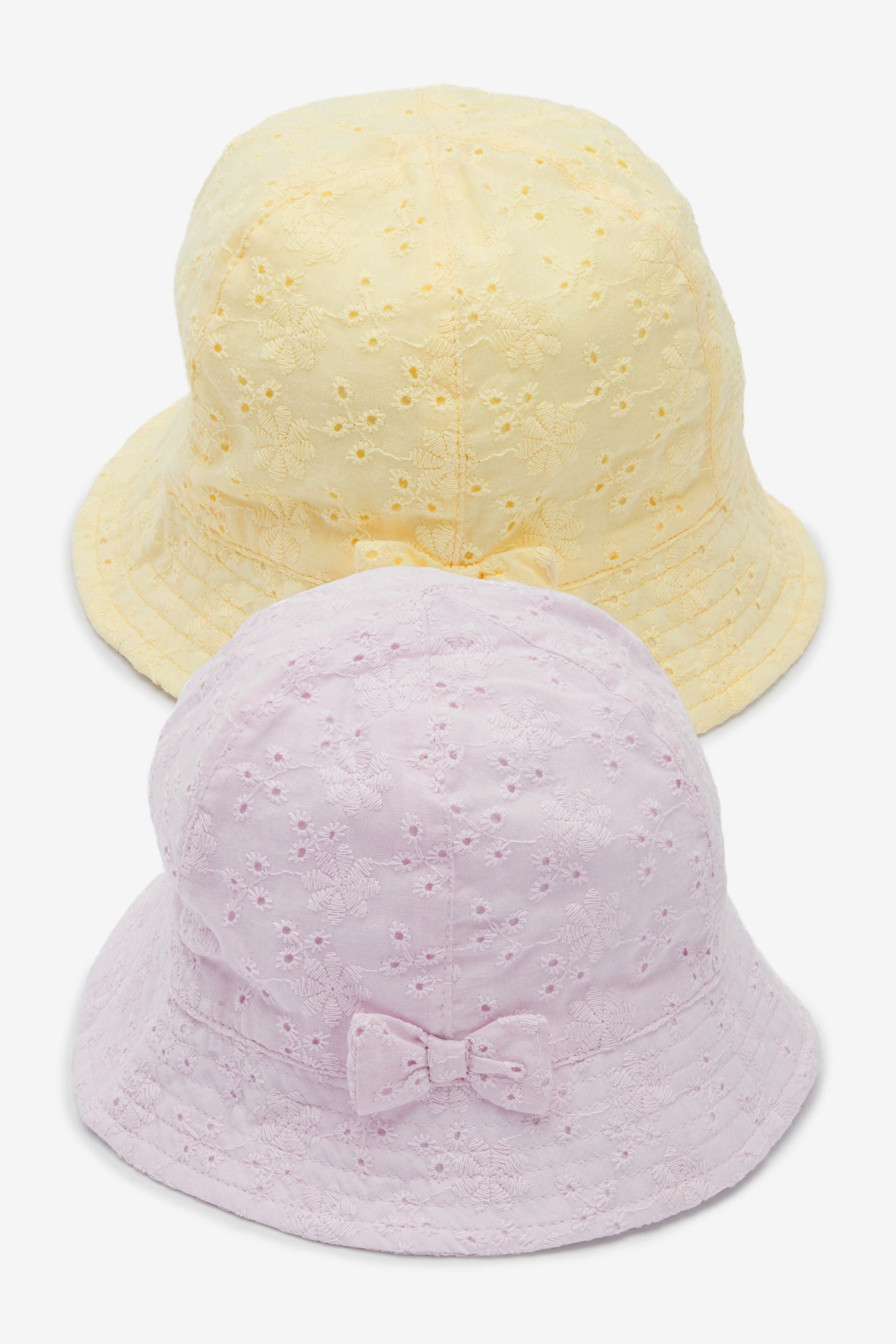 Lilac Lemon Broderie 2 Pack Baby Summer Bucket Hats (0mths-2yrs)