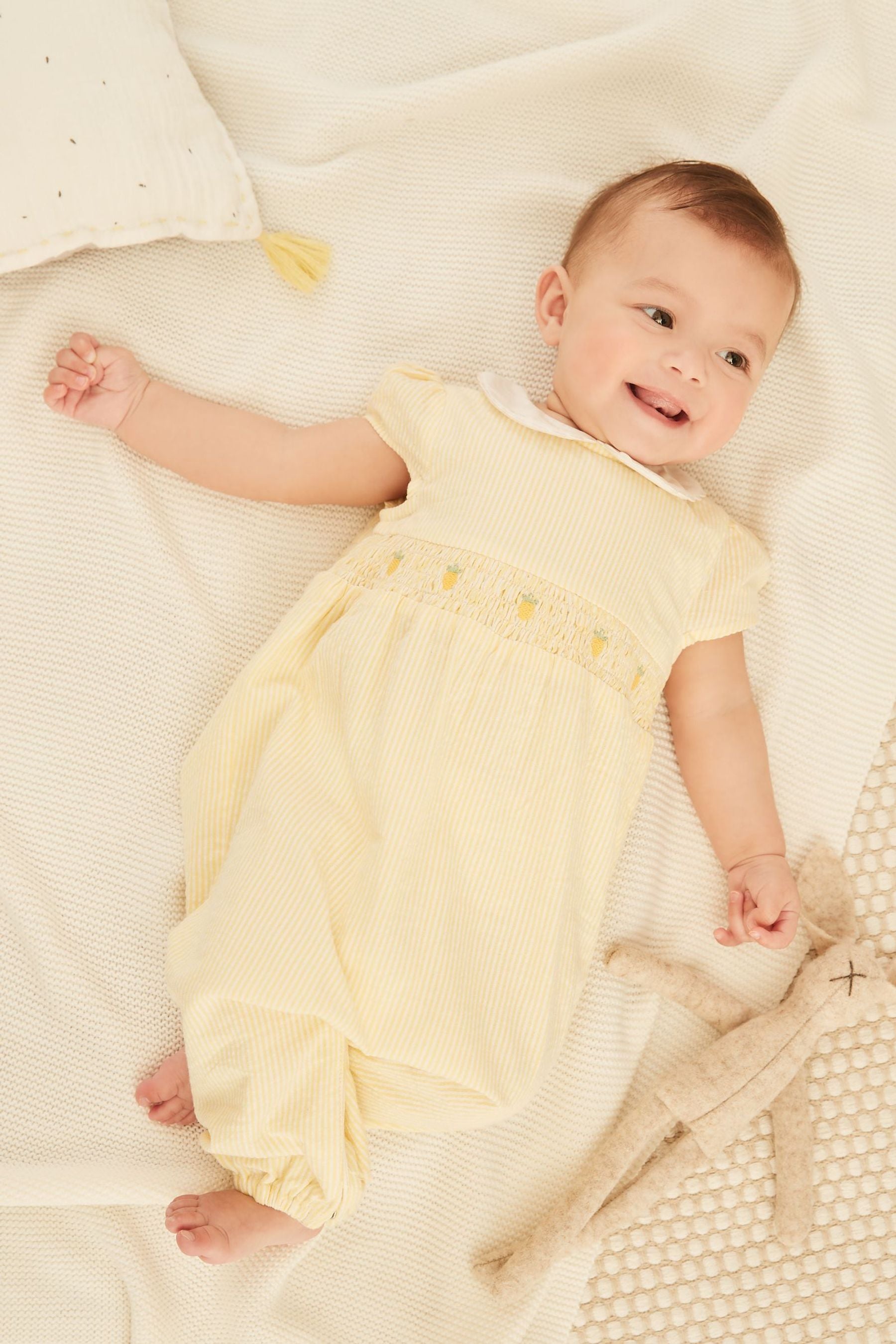 Lemon Yellow Baby Smart Collared Romper (0mths-2yrs)