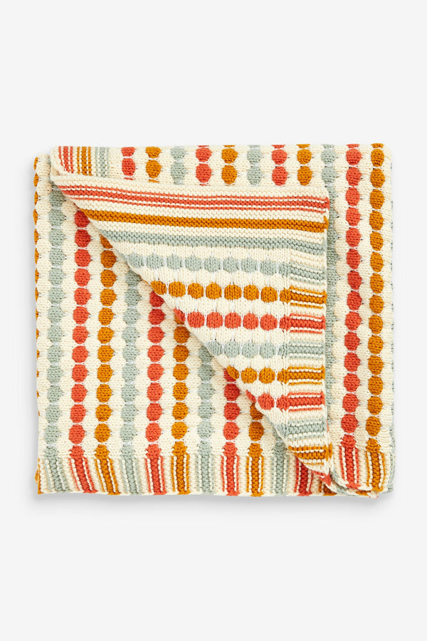 Rust Brown Stripe Baby Knitted Blanket