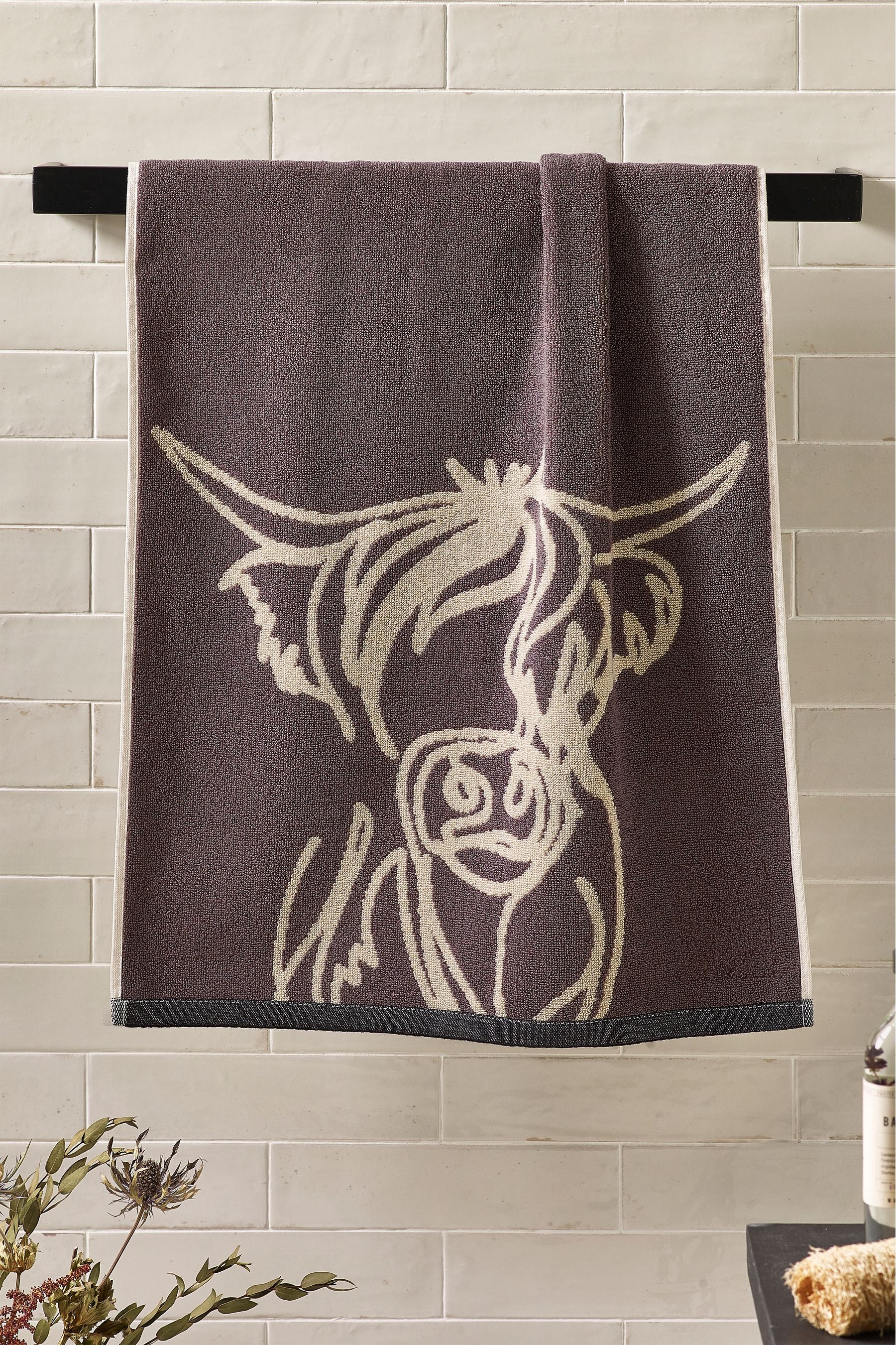 Grey Hamish the Highland Cow 100% Cotton Towel