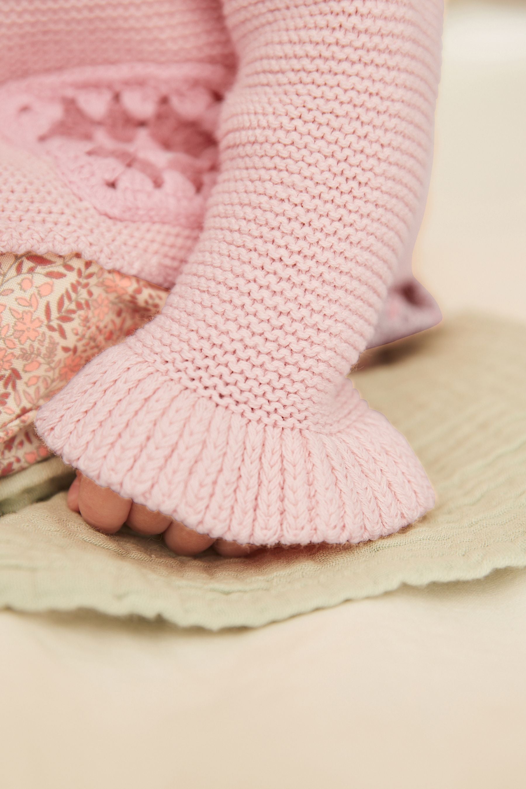 Pink Crochet Detail Baby Cardigan (0mths-2yrs)