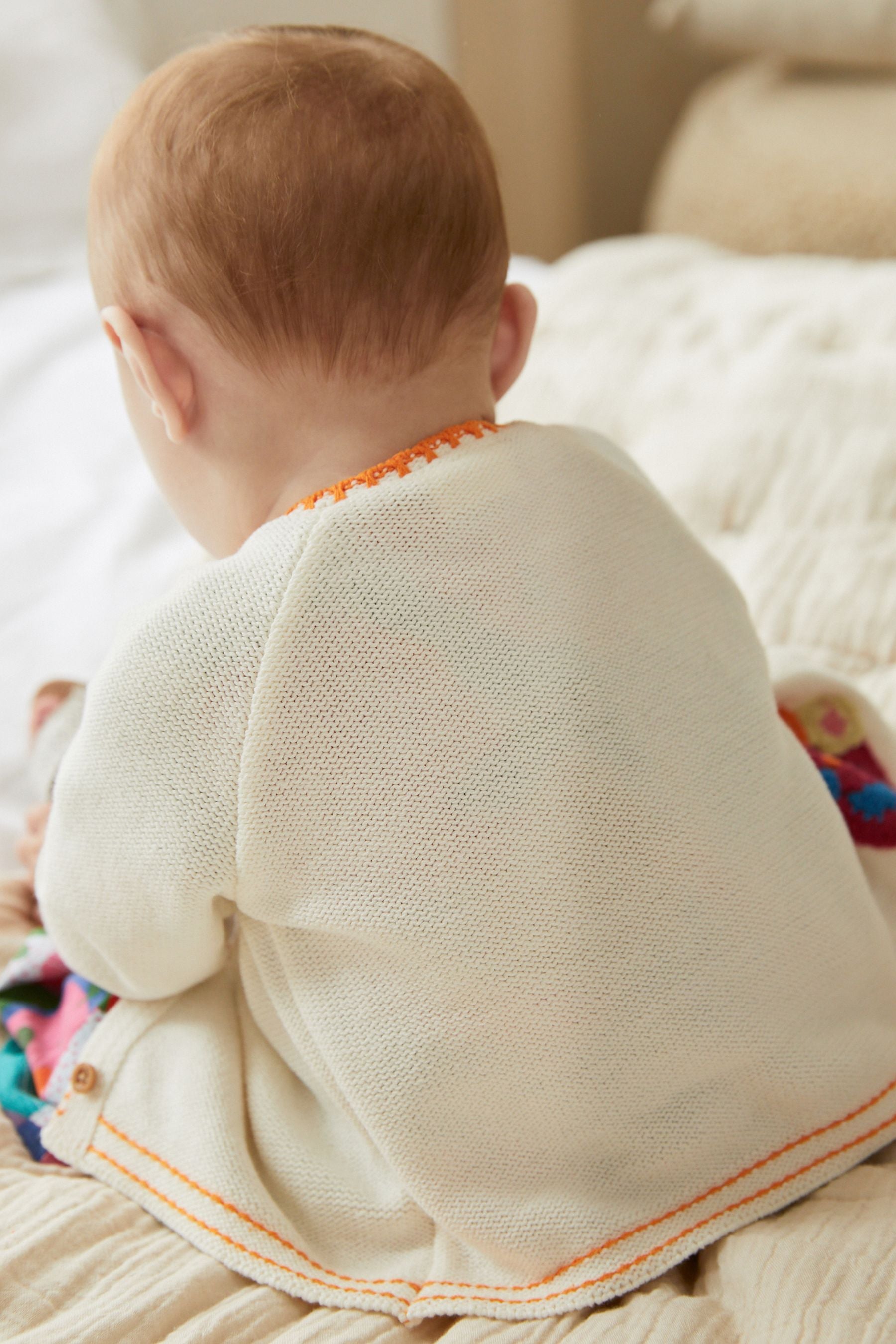 White Floral Crochet Detail Baby Cardigan (0mths-2yrs)