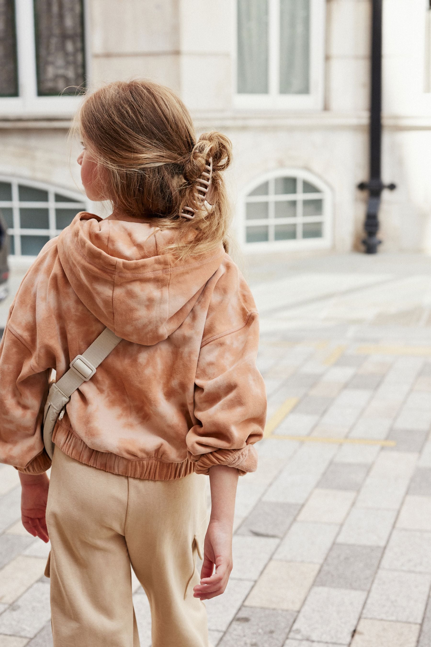 Rust Brown Tie Dye Cropped Drawstring Waist Hoodie (3-16yrs)