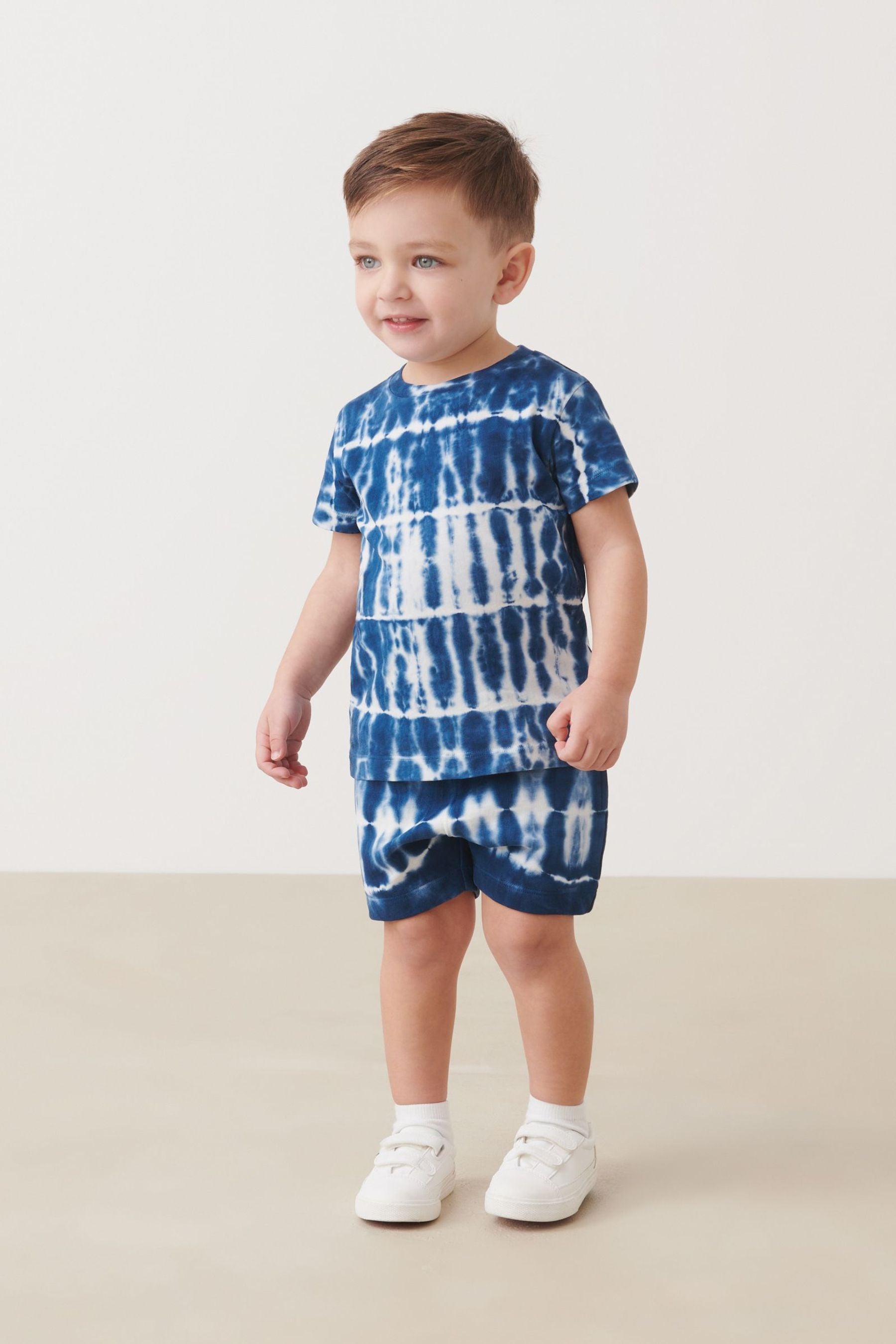 Navy/White Tie Dye T-Shirt And Shorts Set (3mths-7yrs)