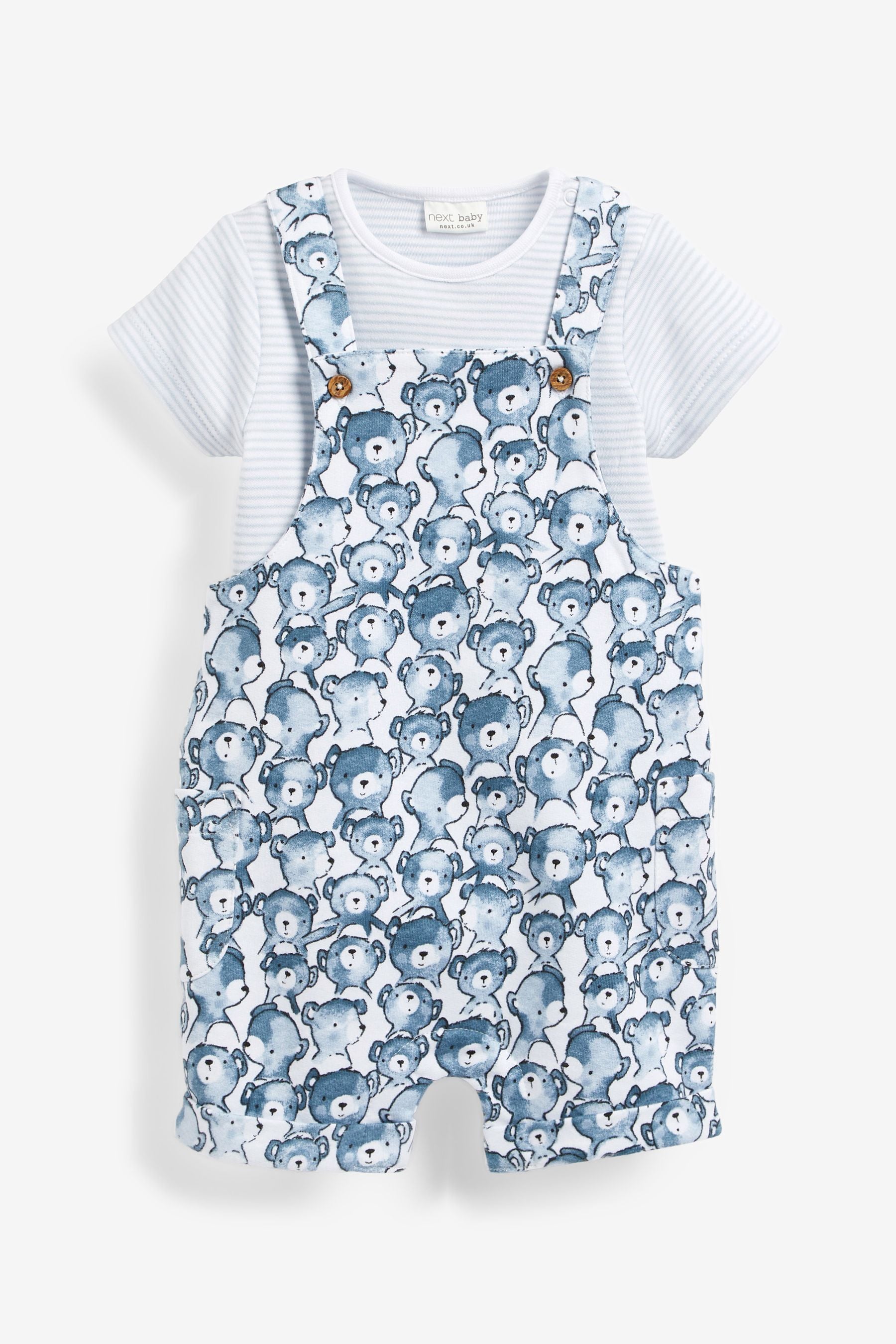 Blue Baby 2 Piece Bear Printed Dungaree and Bodysuit Set (0mths-2yrs)