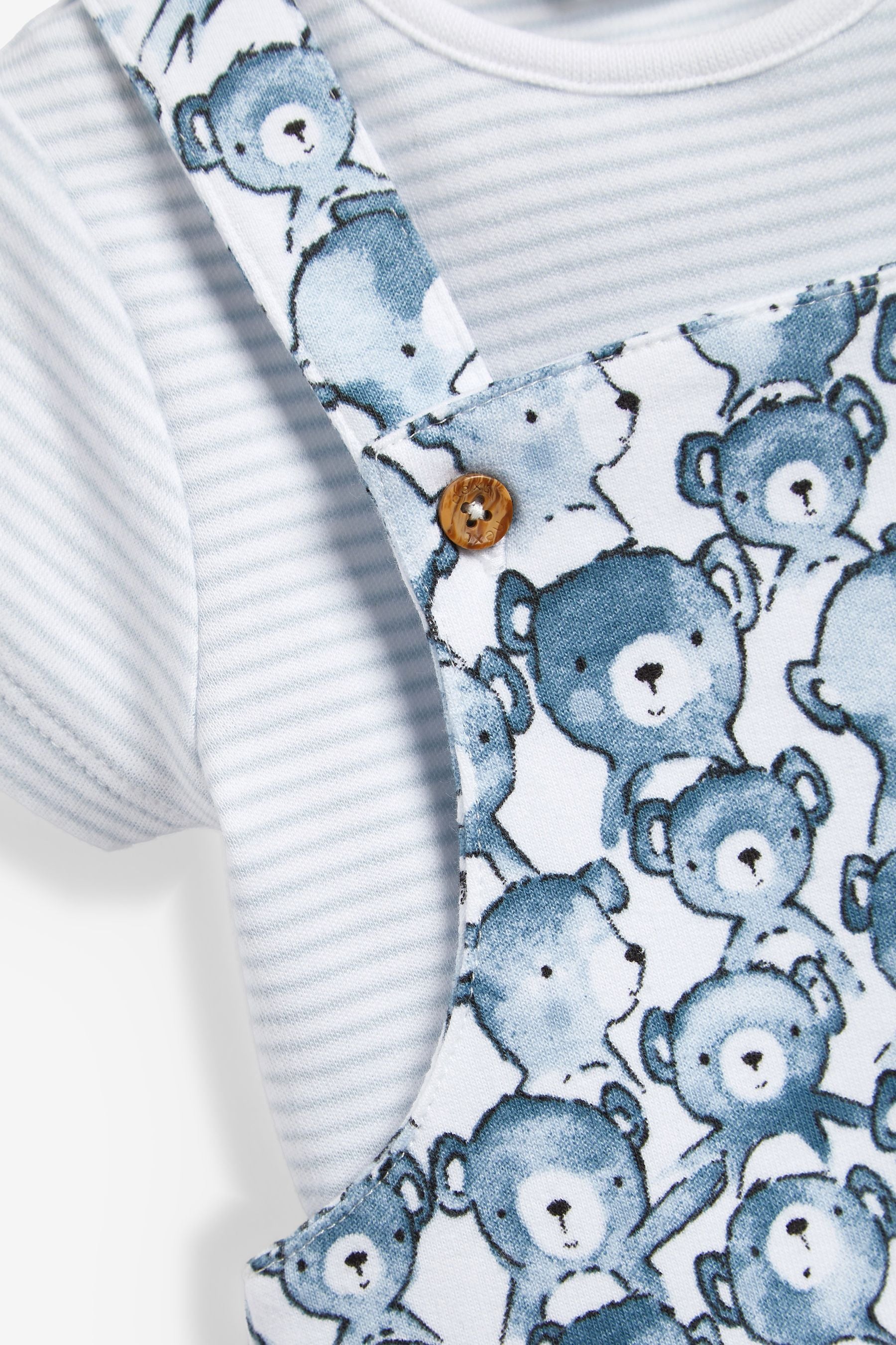 Blue Baby 2 Piece Bear Printed Dungaree and Bodysuit Set (0mths-2yrs)