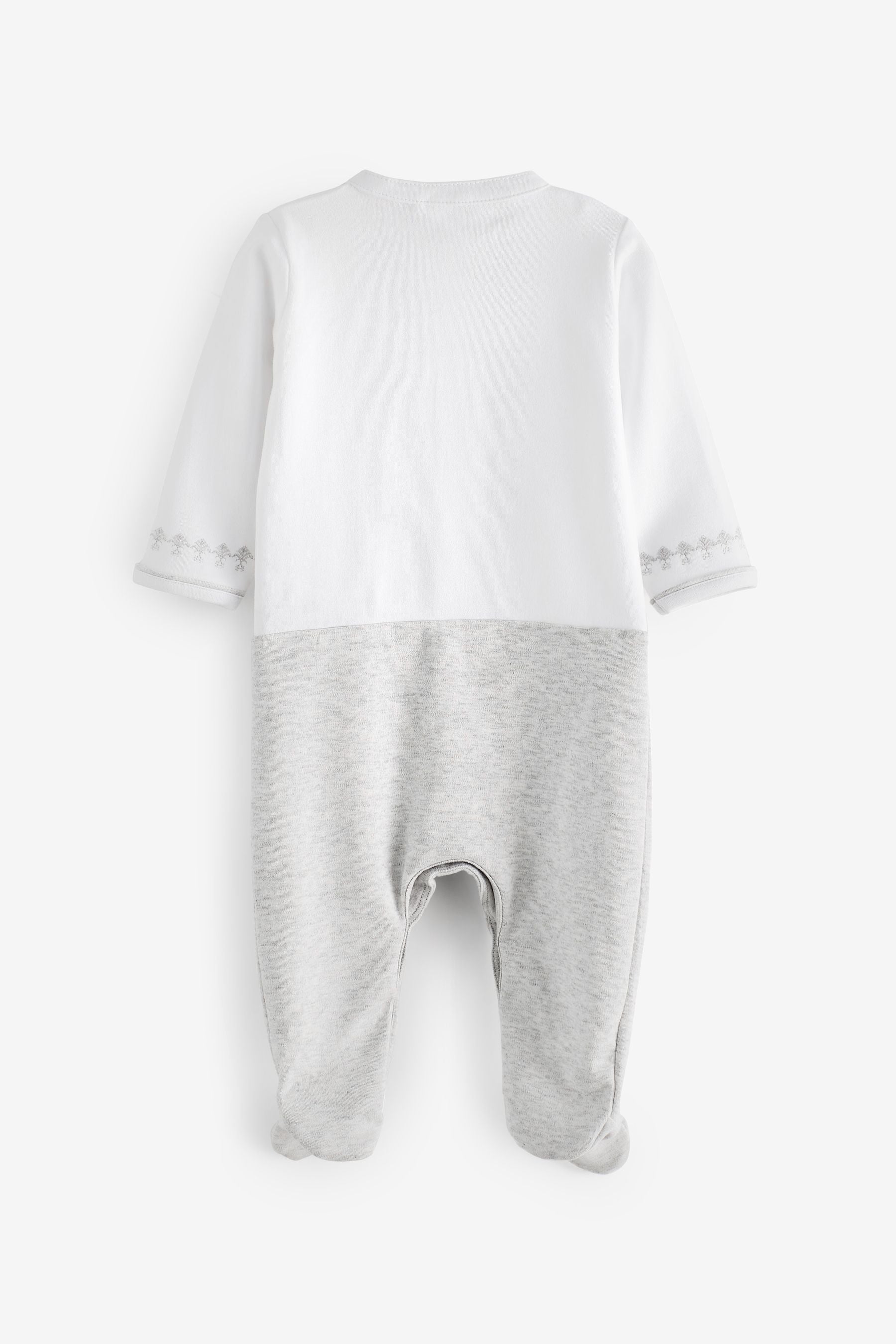 White Baby Embroidered Sleepsuit (0-2yrs)