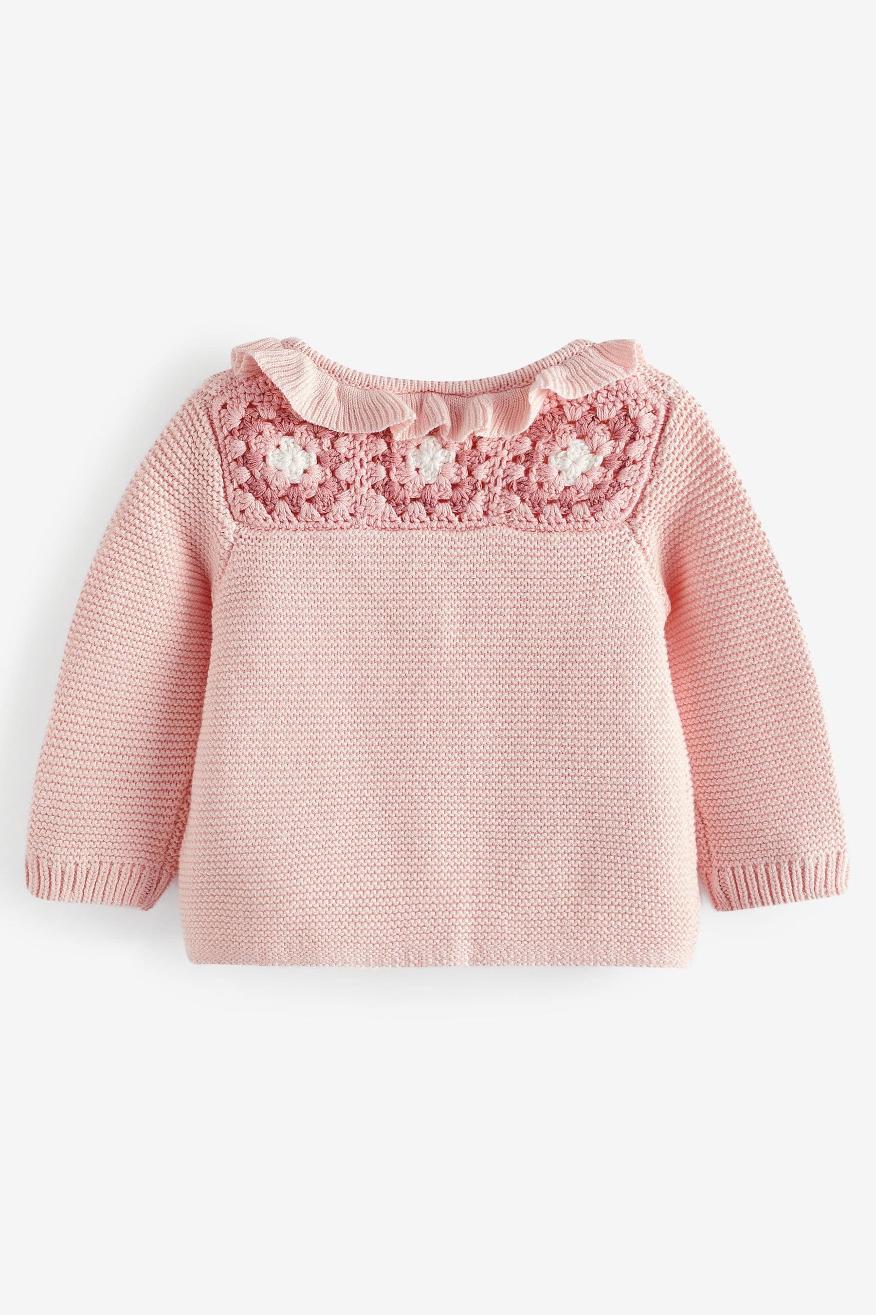 Pink Crochet Detail Baby Cardigan (0mths-2yrs)