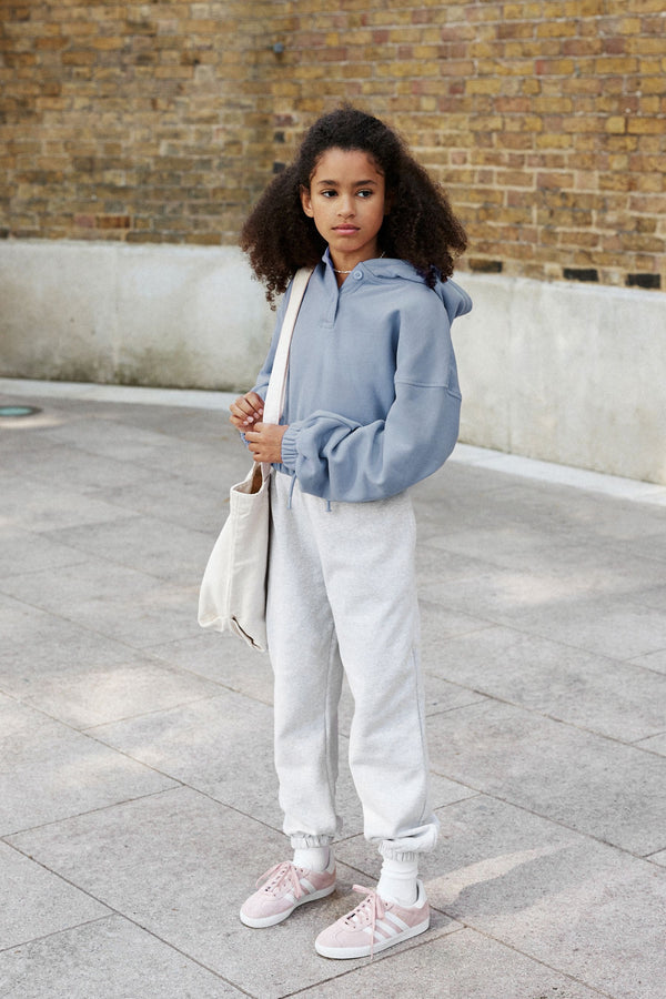 Blue Cropped Drawstring Waist Hoodie (3-16yrs)