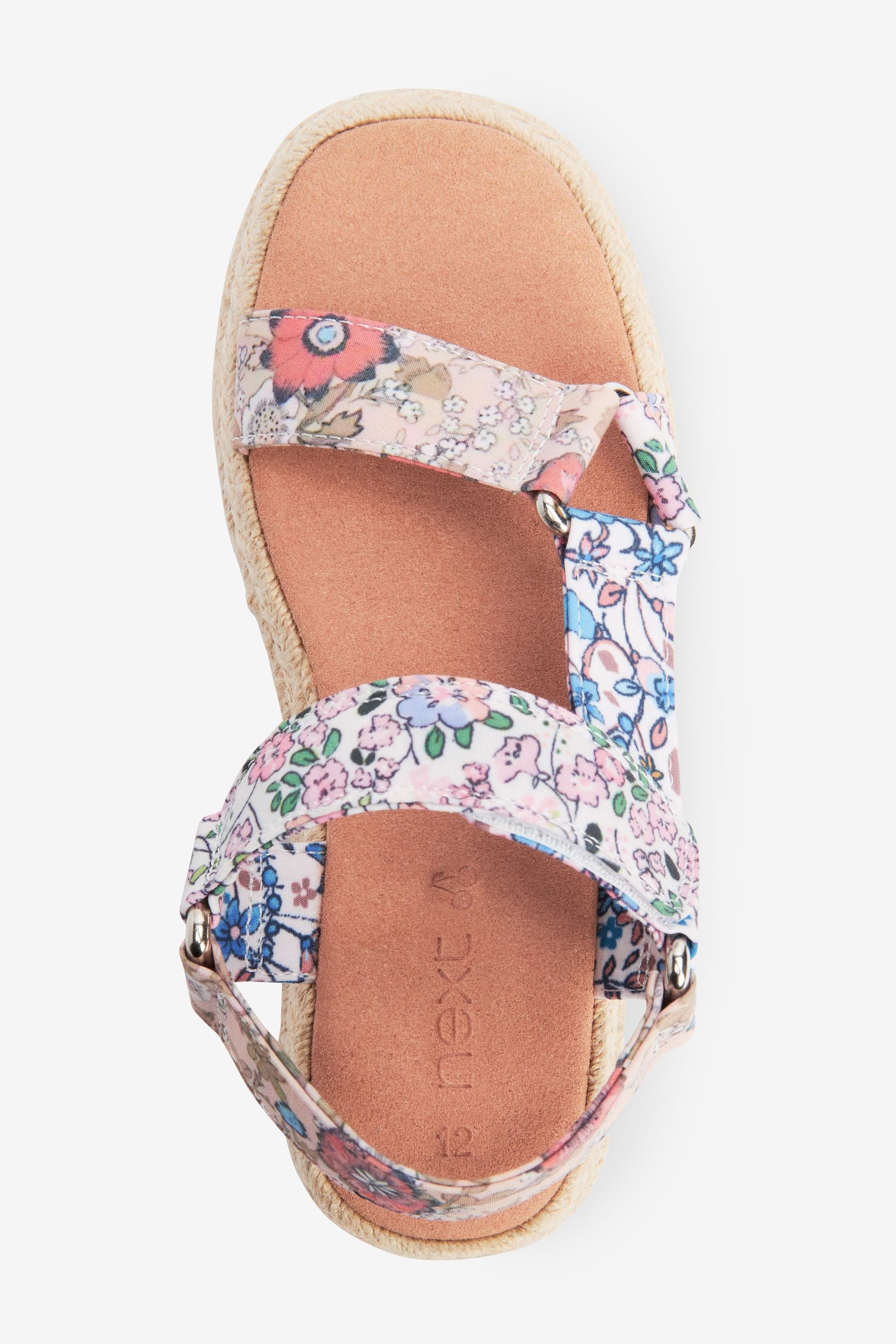 White Floral Patchwork Wedge Sandals