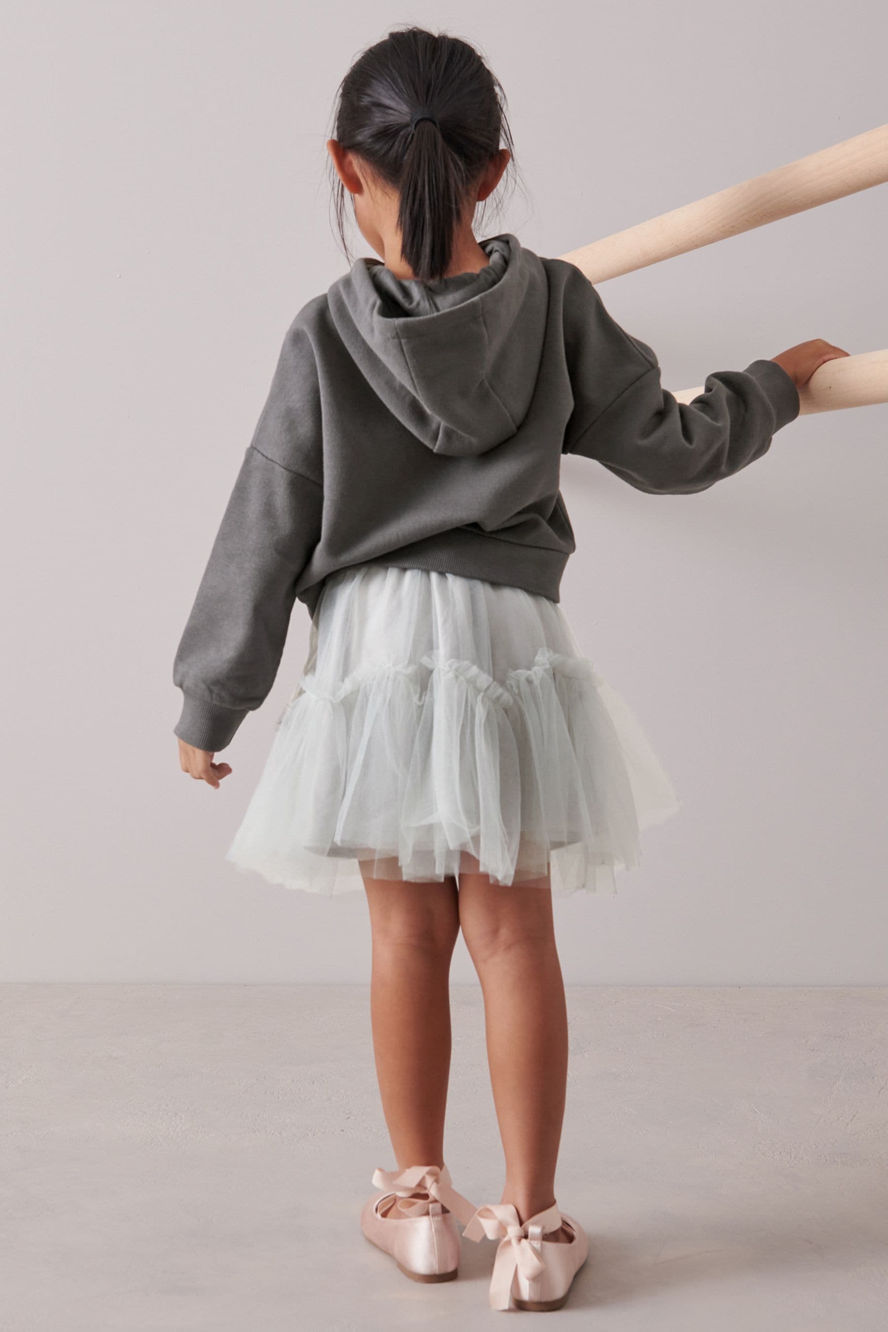 Grey Hoody Top and Tulle Skirt Set (3-16yrs)