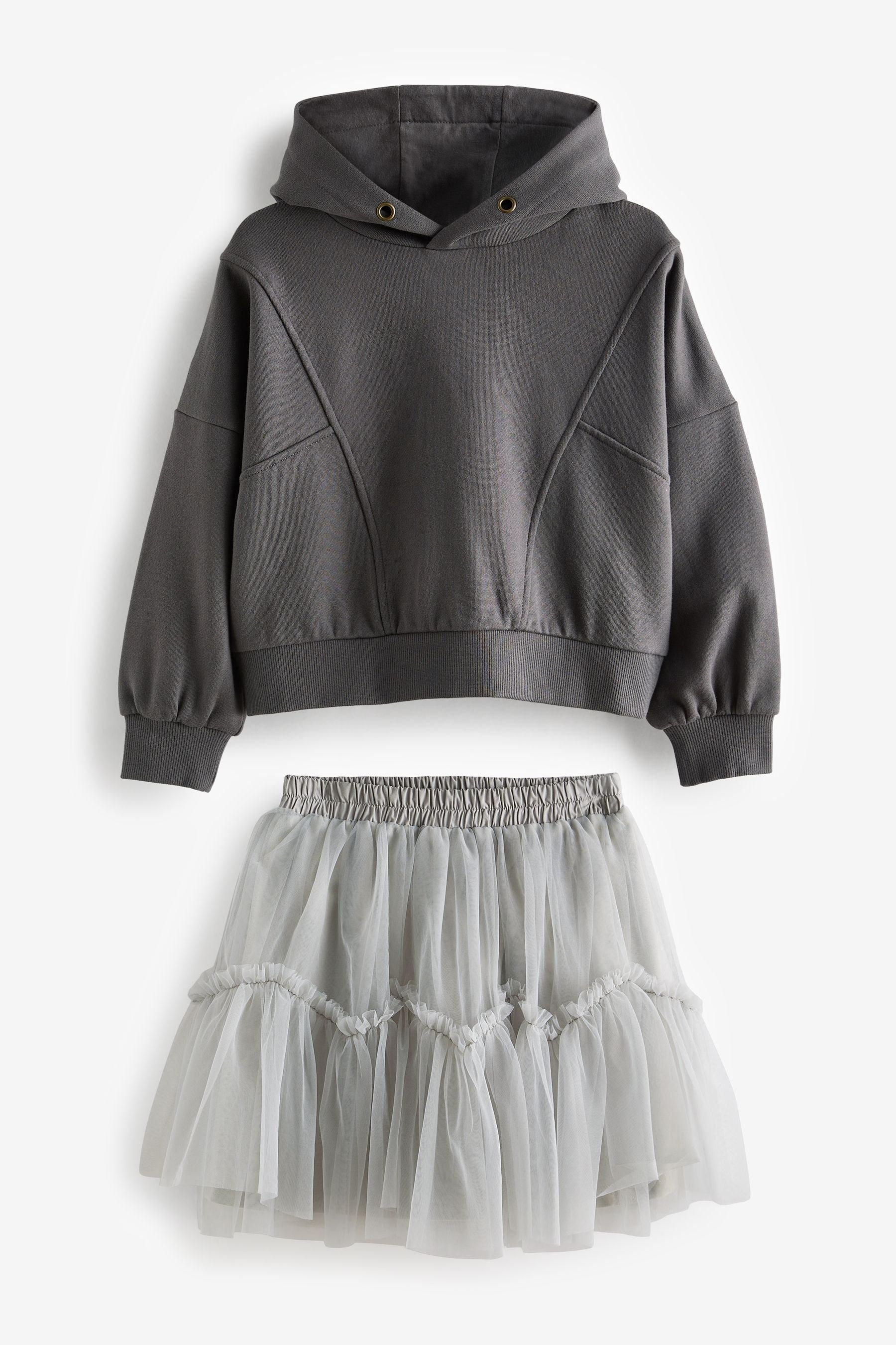 Grey Hoody Top and Tulle Skirt Set (3-16yrs)