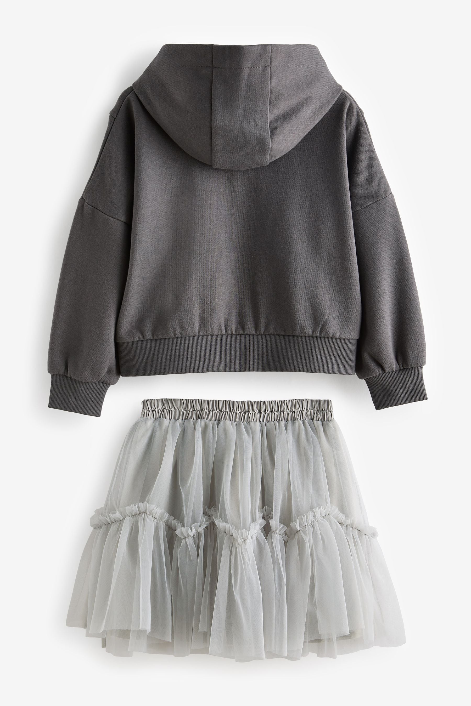 Grey Hoody Top and Tulle Skirt Set (3-16yrs)