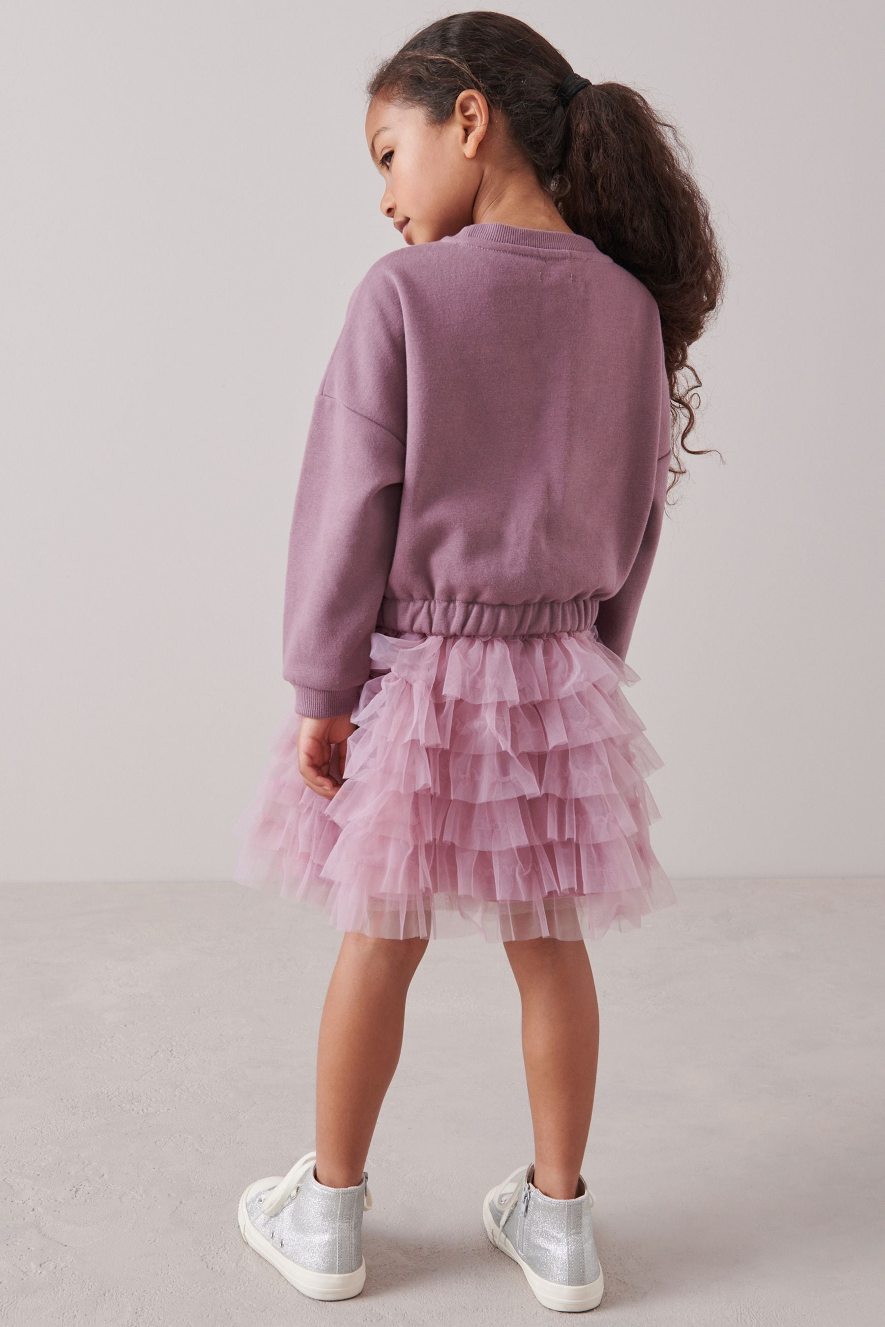 Pink Lilac Sweatshirt Top and Tulle Skirt Set (3-16yrs)