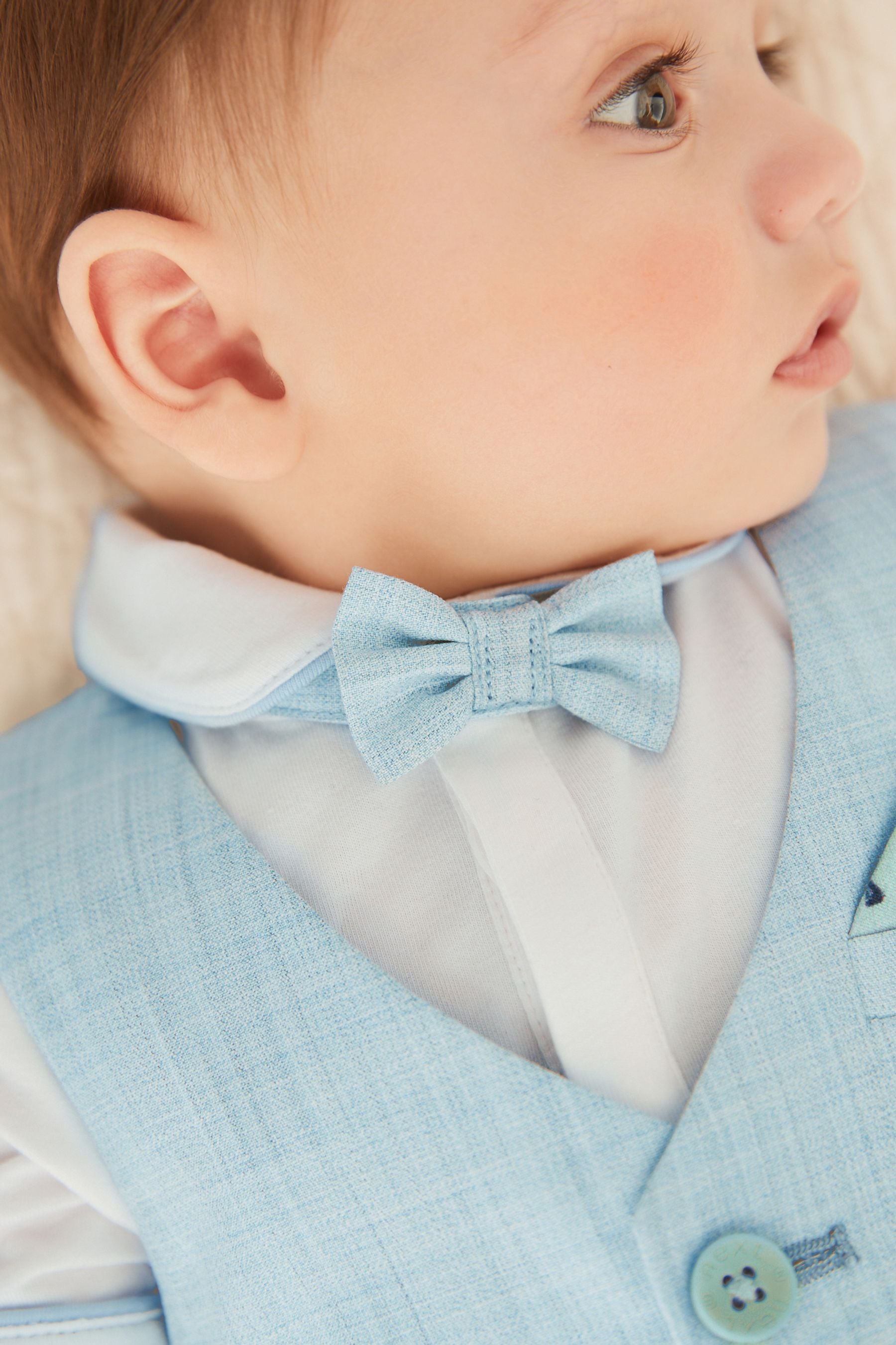 Blue Baby Smart Shirt, Waistcoat, Shorts And Bow Tie Set 4 Piece (0mths-2yrs)