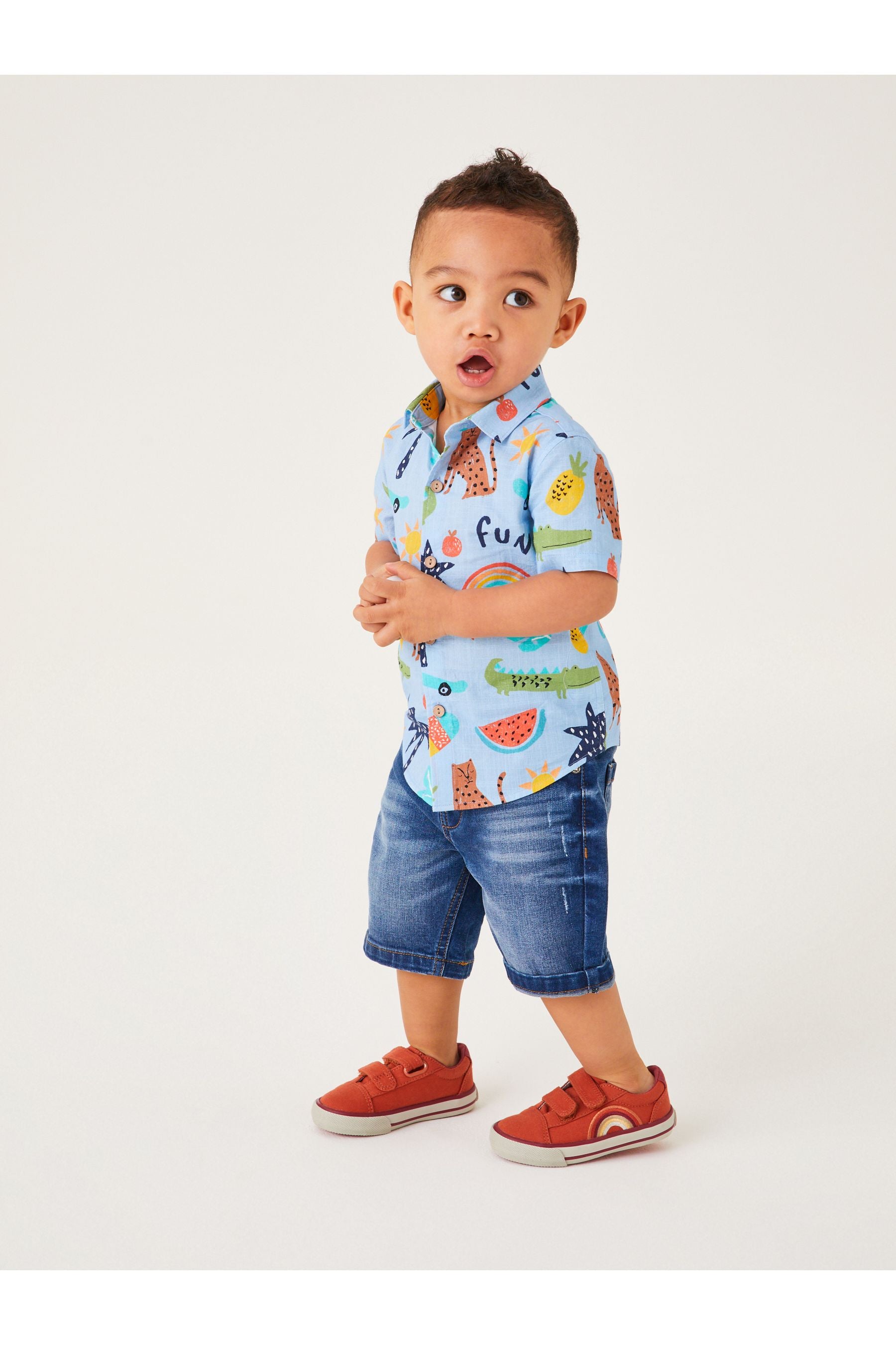 Blue Fun Print Shirt Shirt (3mths-7yrs)