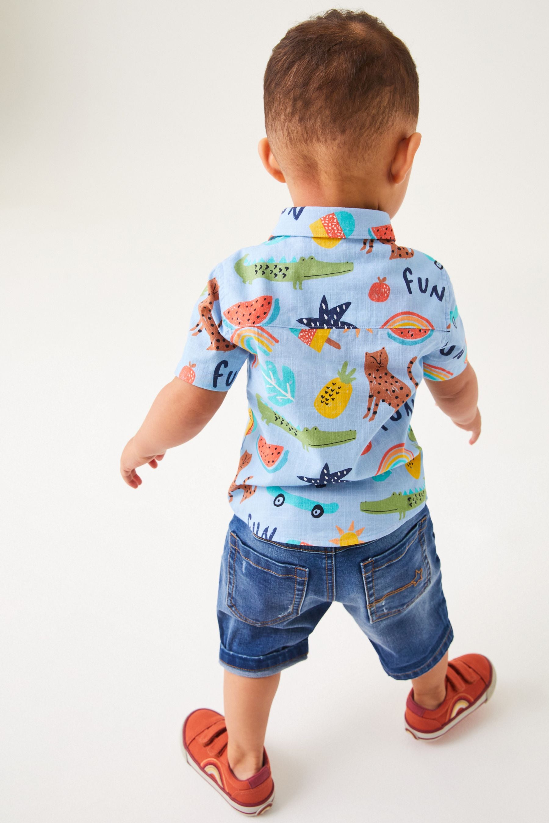 Blue Fun Print Shirt Shirt (3mths-7yrs)