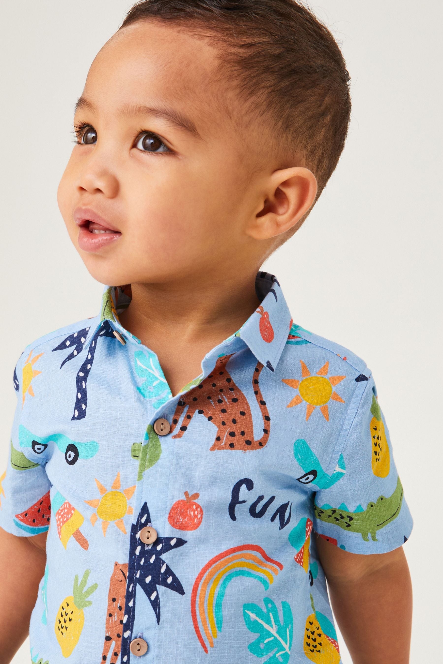 Blue Fun Print Shirt Shirt (3mths-7yrs)