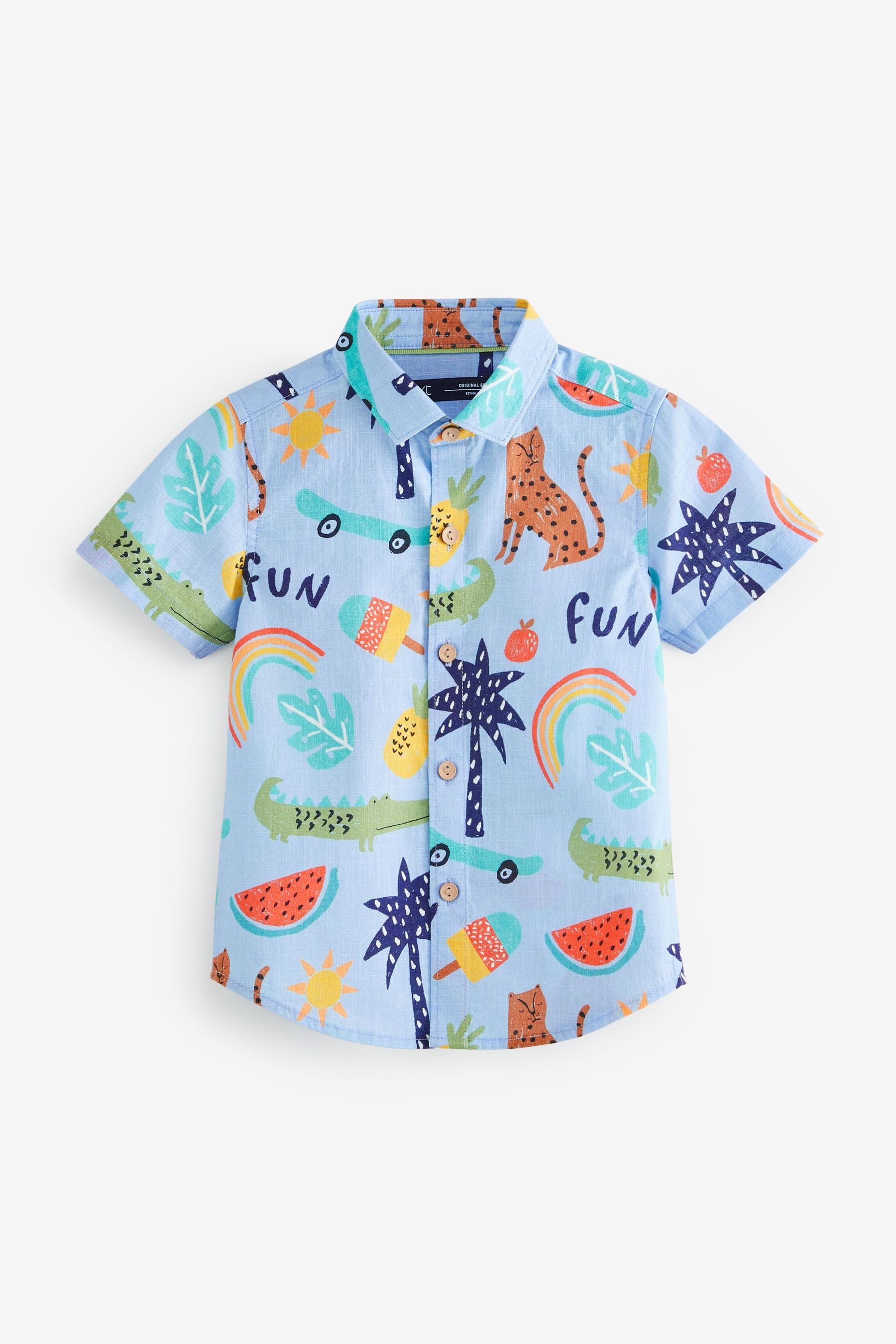 Blue Fun Print Shirt Shirt (3mths-7yrs)