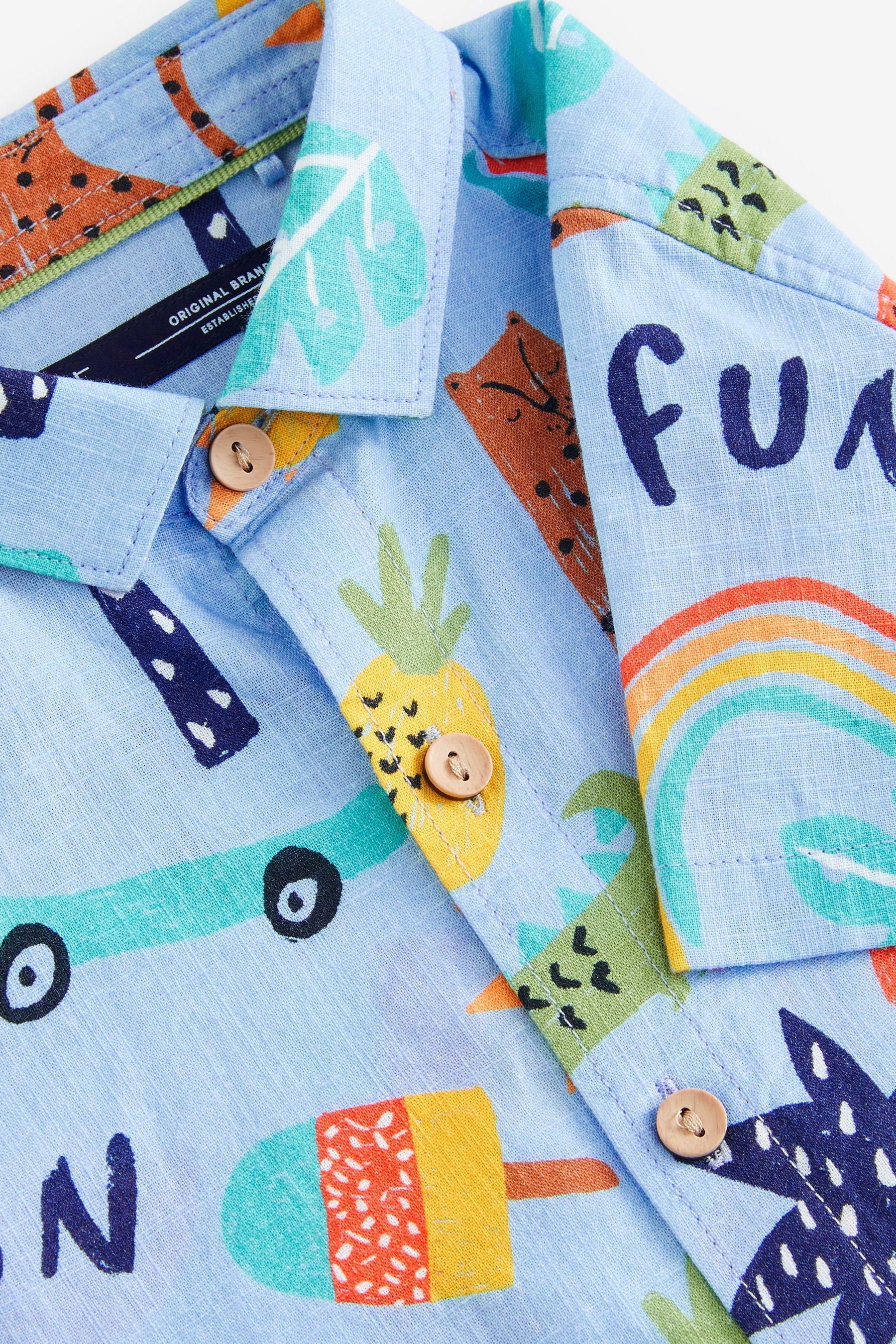 Blue Fun Print Shirt Shirt (3mths-7yrs)