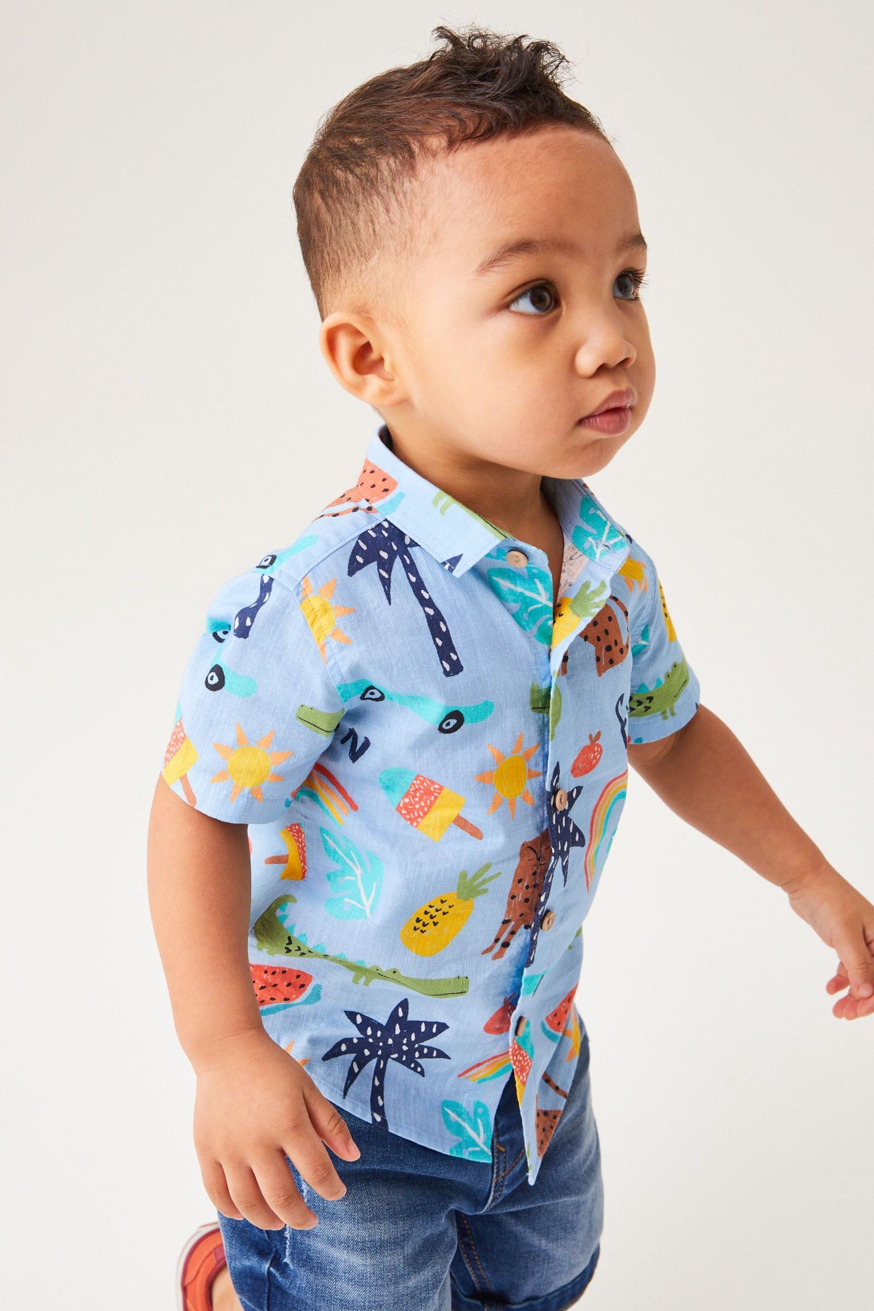 Blue Fun Print Shirt Shirt (3mths-7yrs)