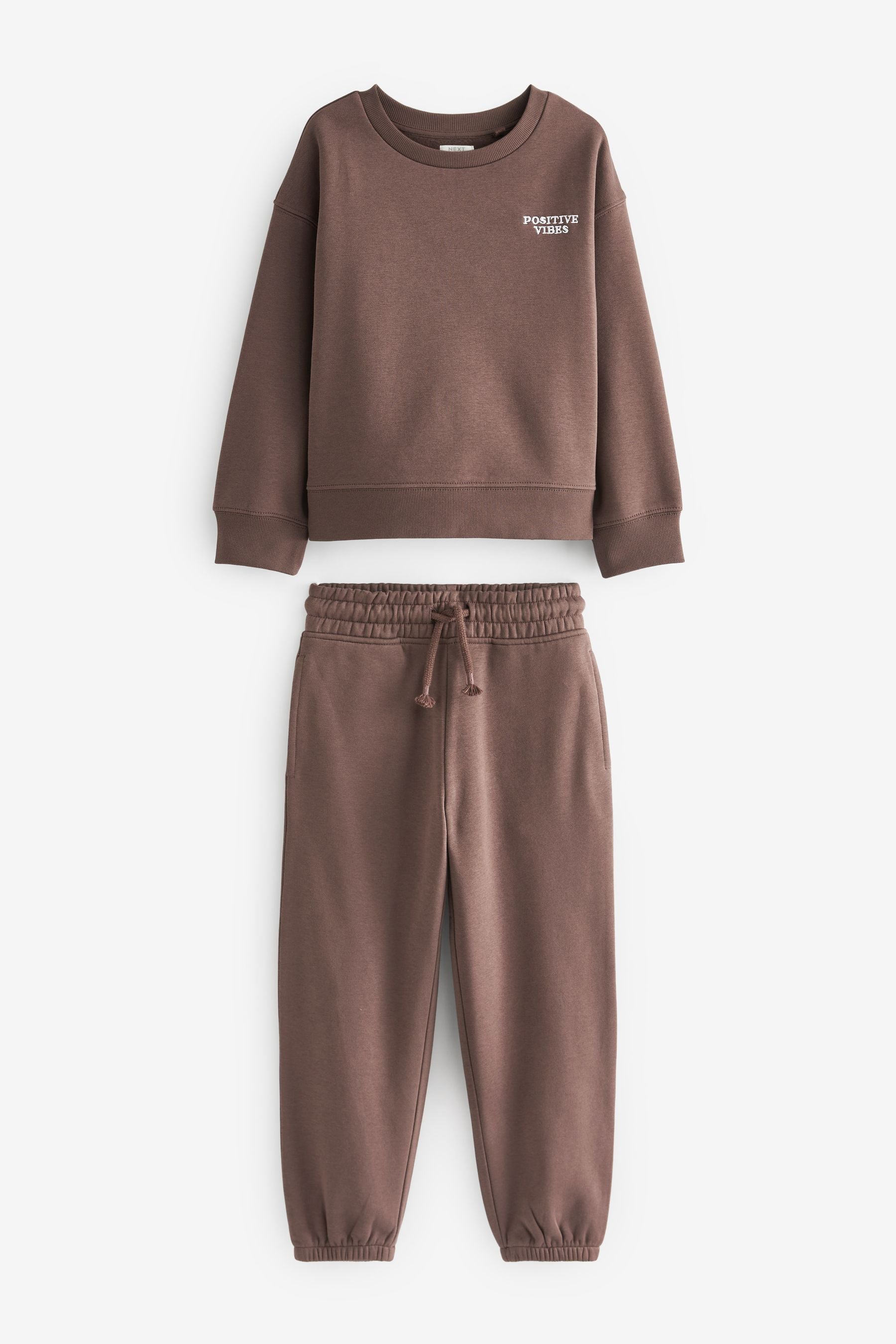 Chocolate Brown Crew Sweatshirt and Joggers Set (3-16yrs)