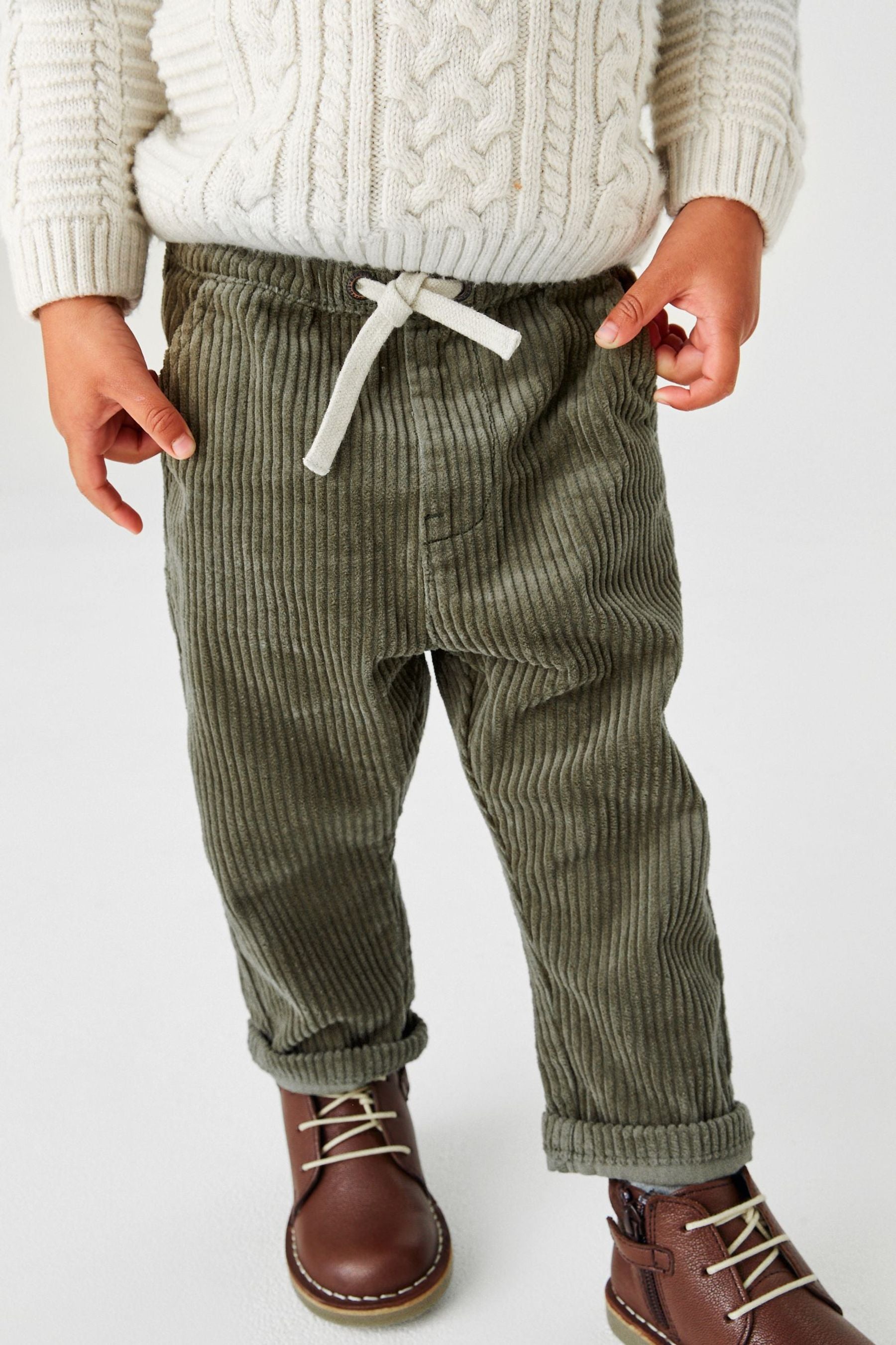 Khaki Green Cord Pull-On Trousers (3mths-7yrs)