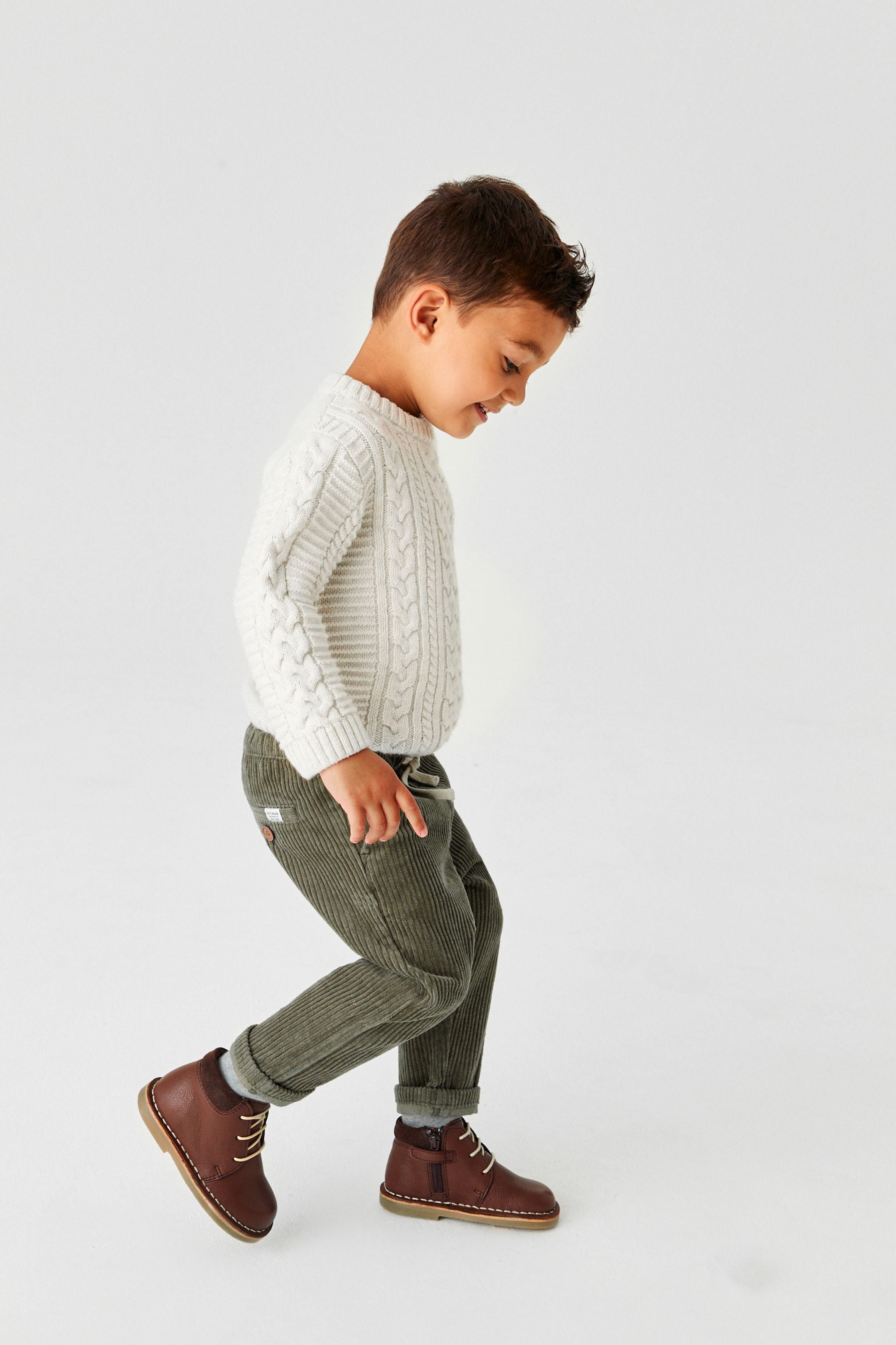 Khaki Green Cord Pull-On Trousers (3mths-7yrs)