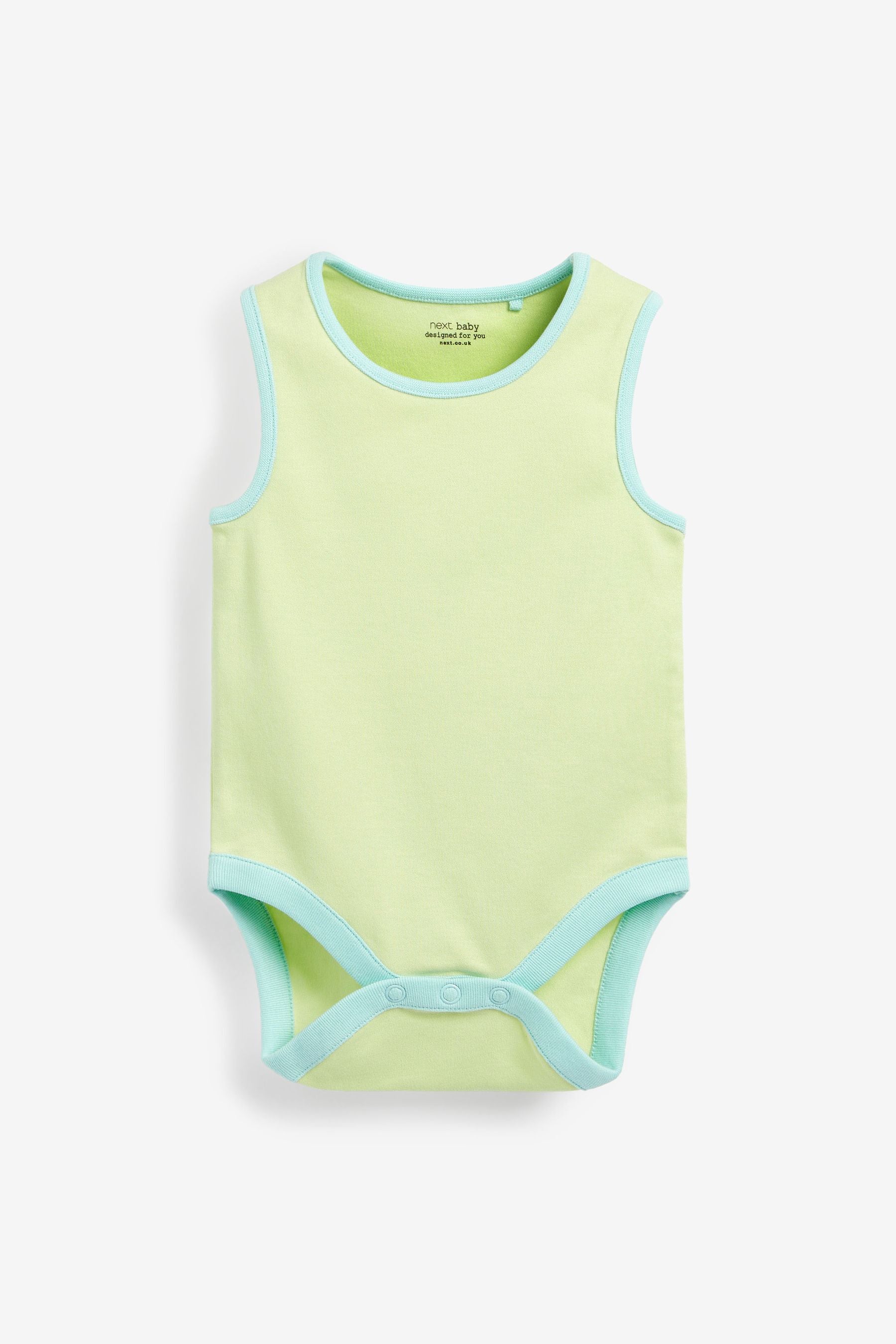 Blue/Lime Green Baby 3 Pack Vest Bodysuits (0mths-3yrs)