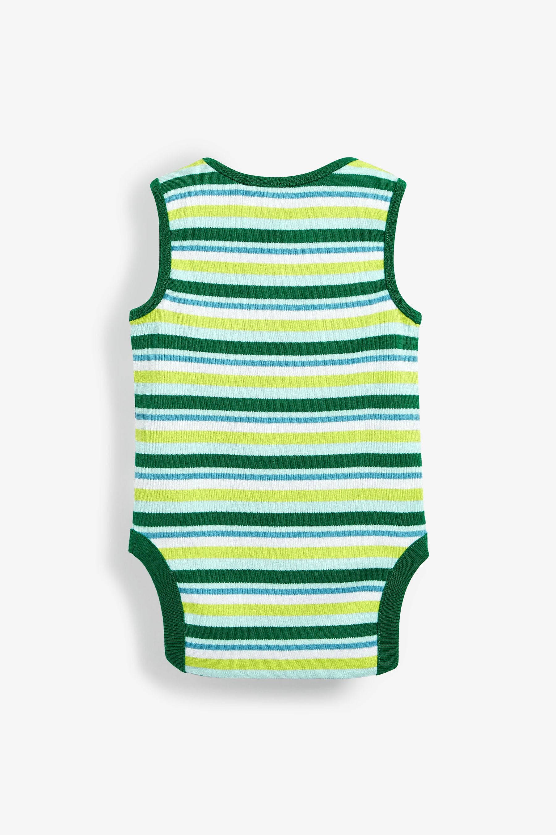 Blue/Lime Green Baby 3 Pack Vest Bodysuits (0mths-3yrs)