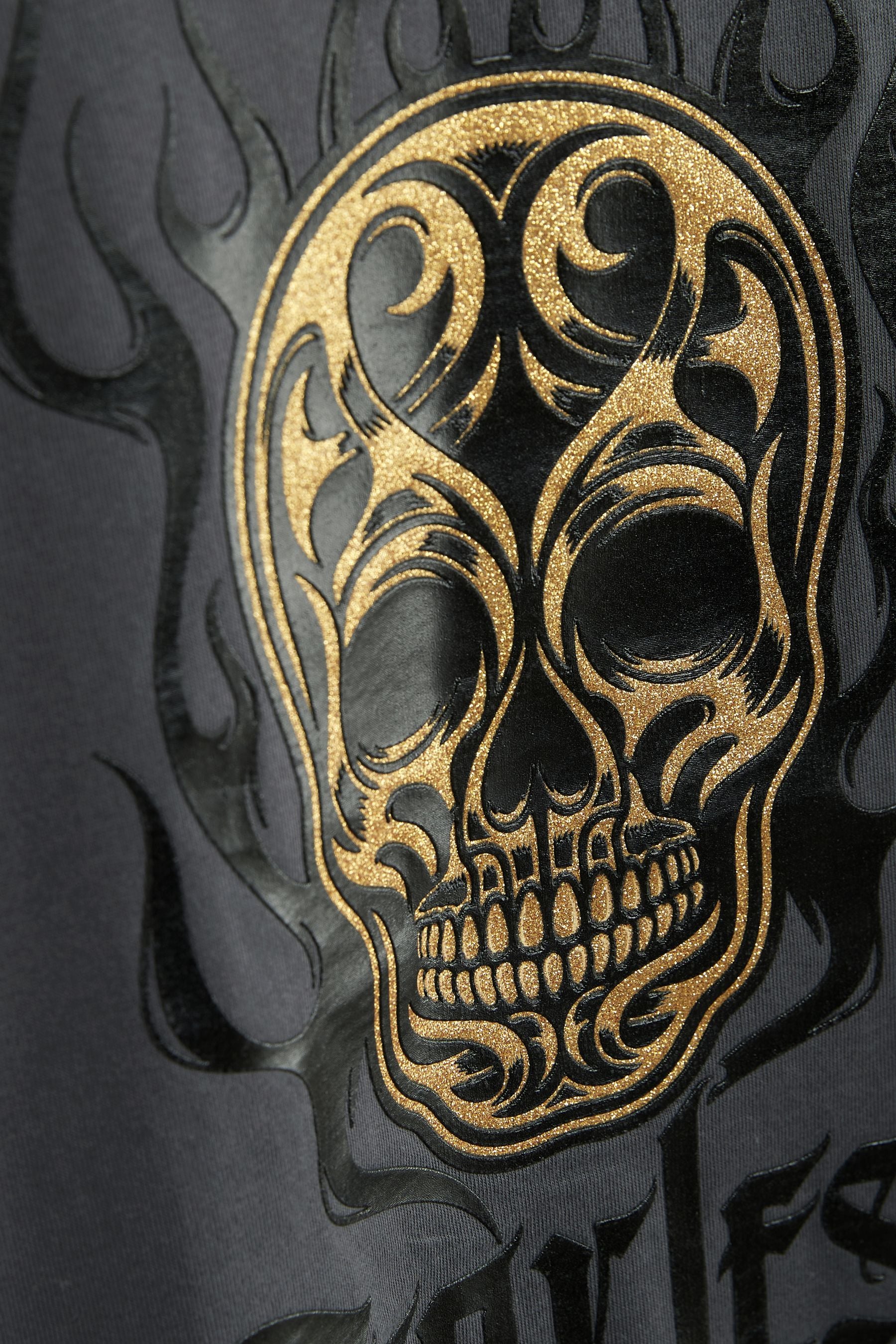 Charcoal Grey Skull Short Sleeve Graphic T-Shirt (3-16yrs)