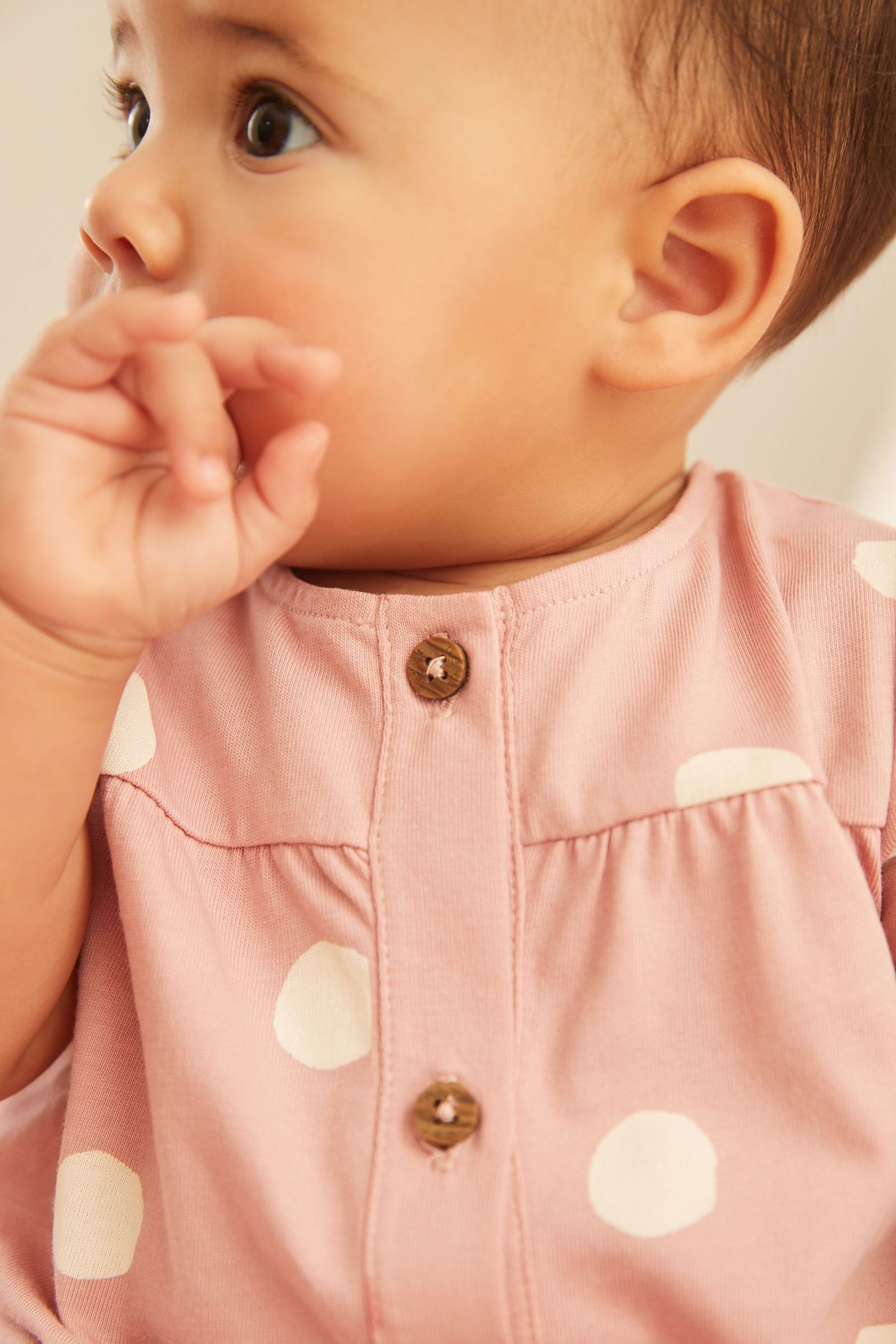 Pink Polka Dot Baby Jersey Romper (0mths-2yrs)