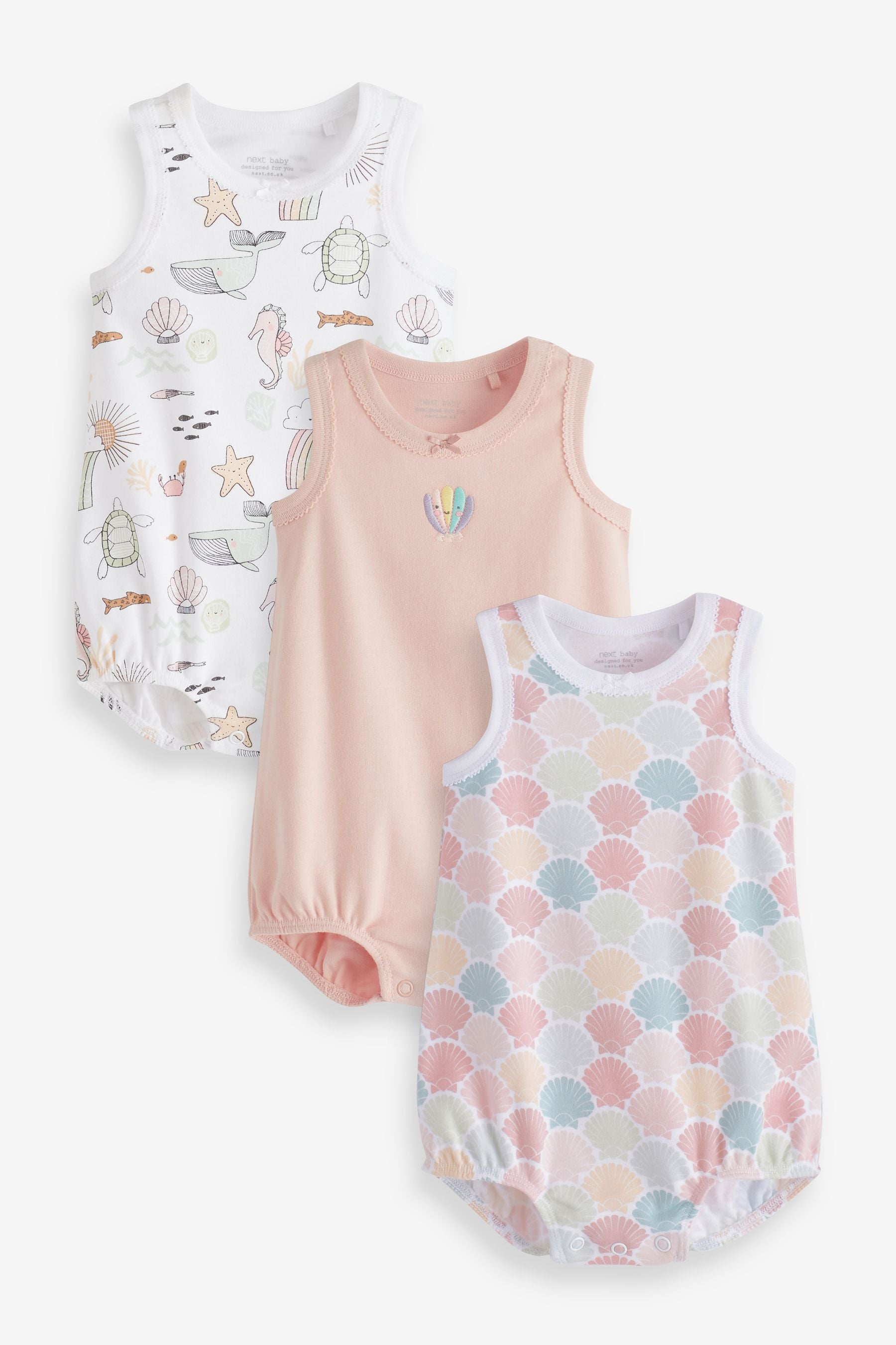 Pink Sea Shell 2 Pack Rompers (0mths-3yrs)