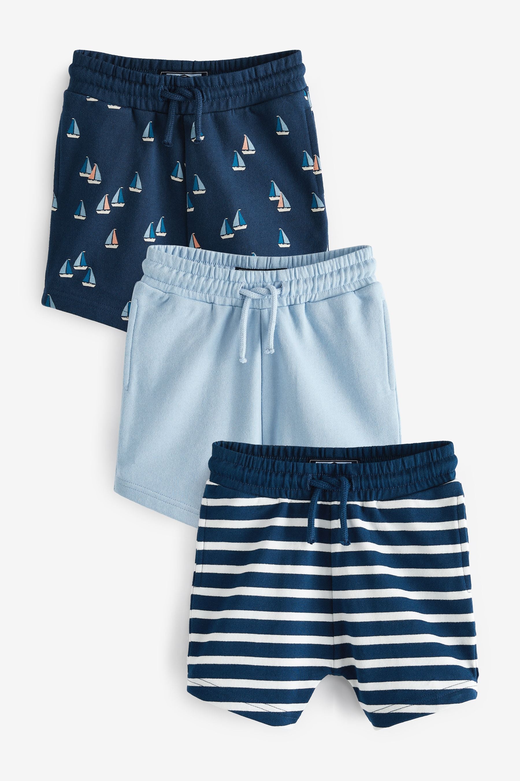 Navy boats 3 Pack Character Jersey Shorts (3mths-7yrs)