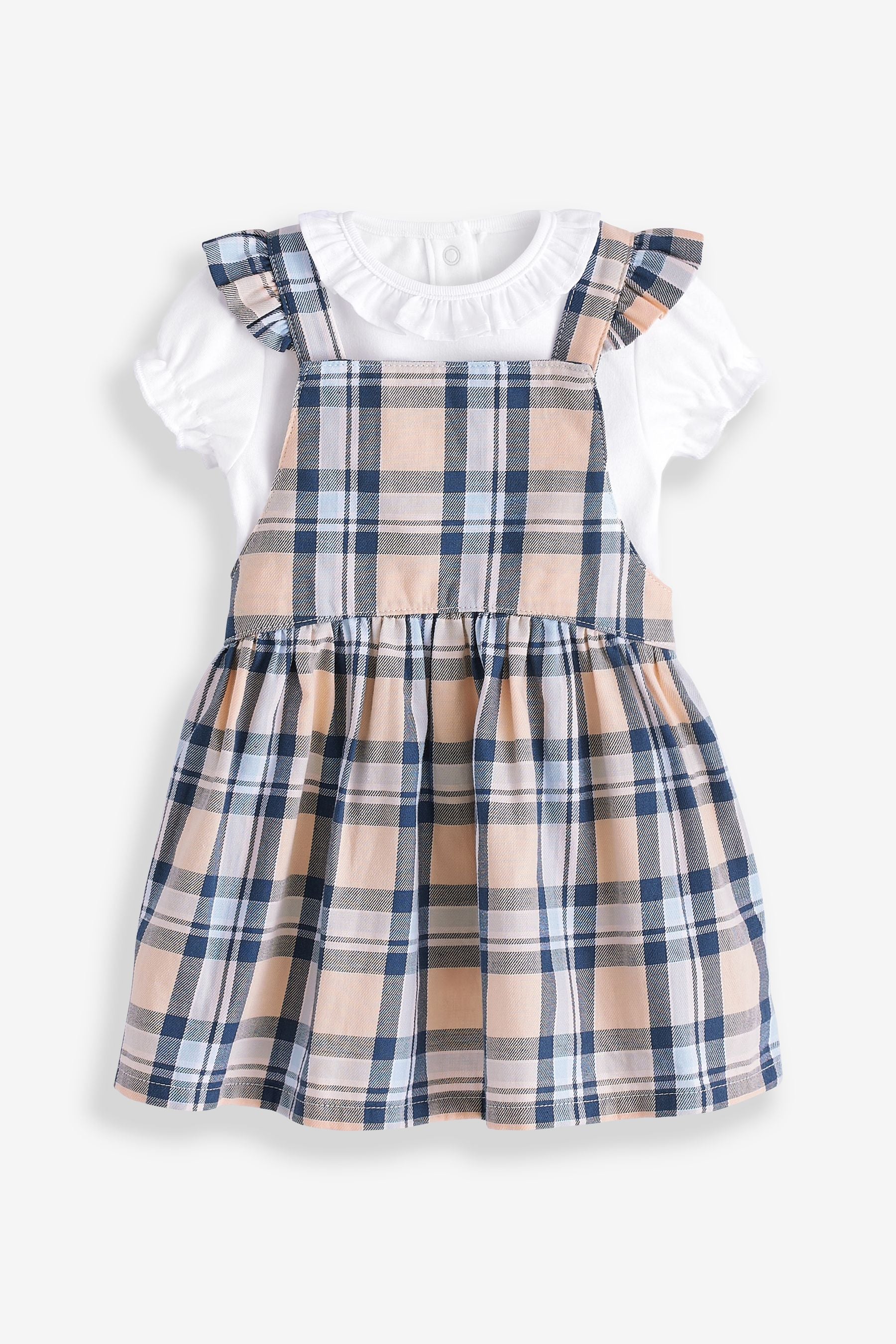 Blue/Neutral Check Pinafore Dress