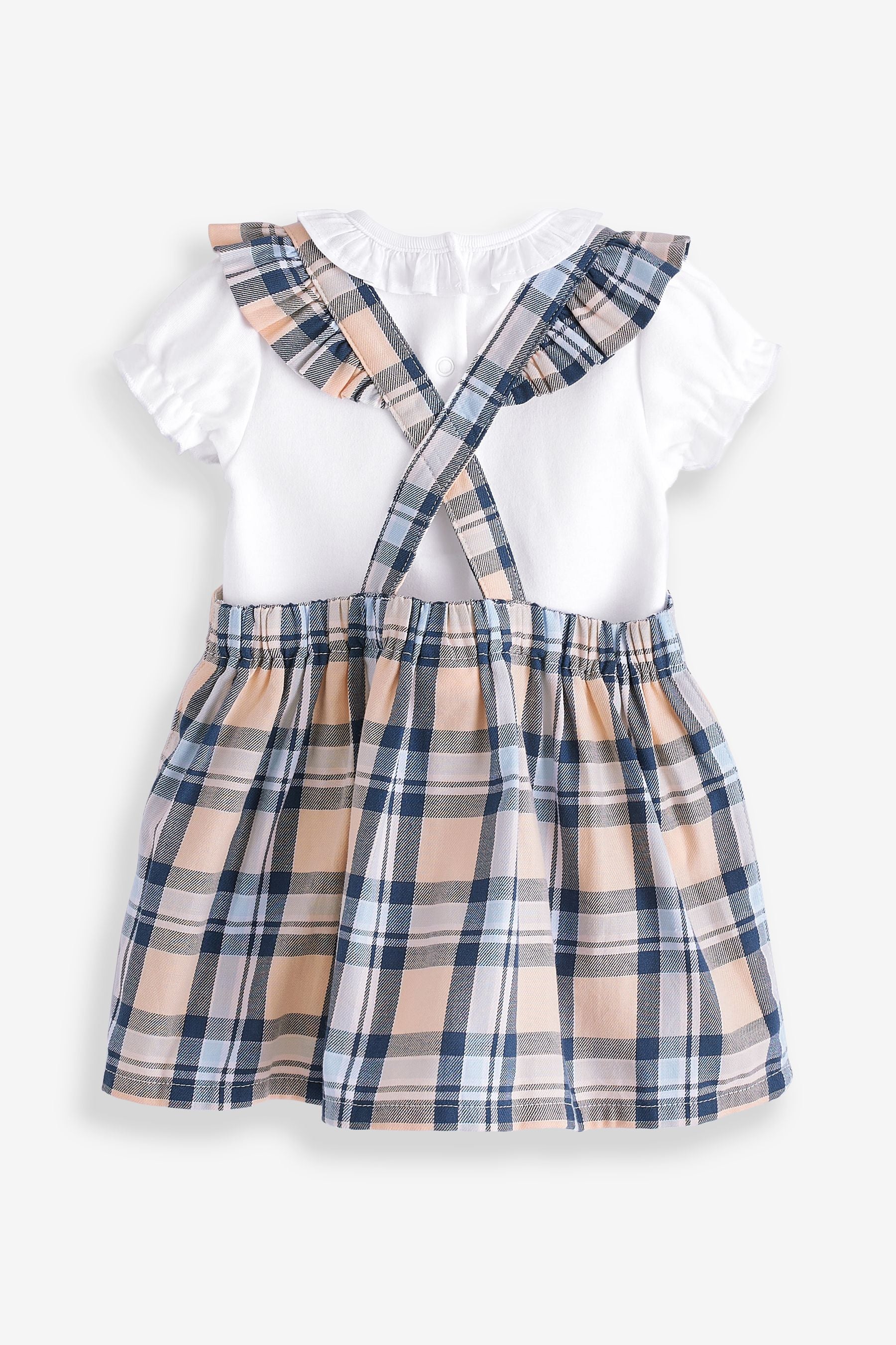 Blue/Neutral Check Pinafore Dress