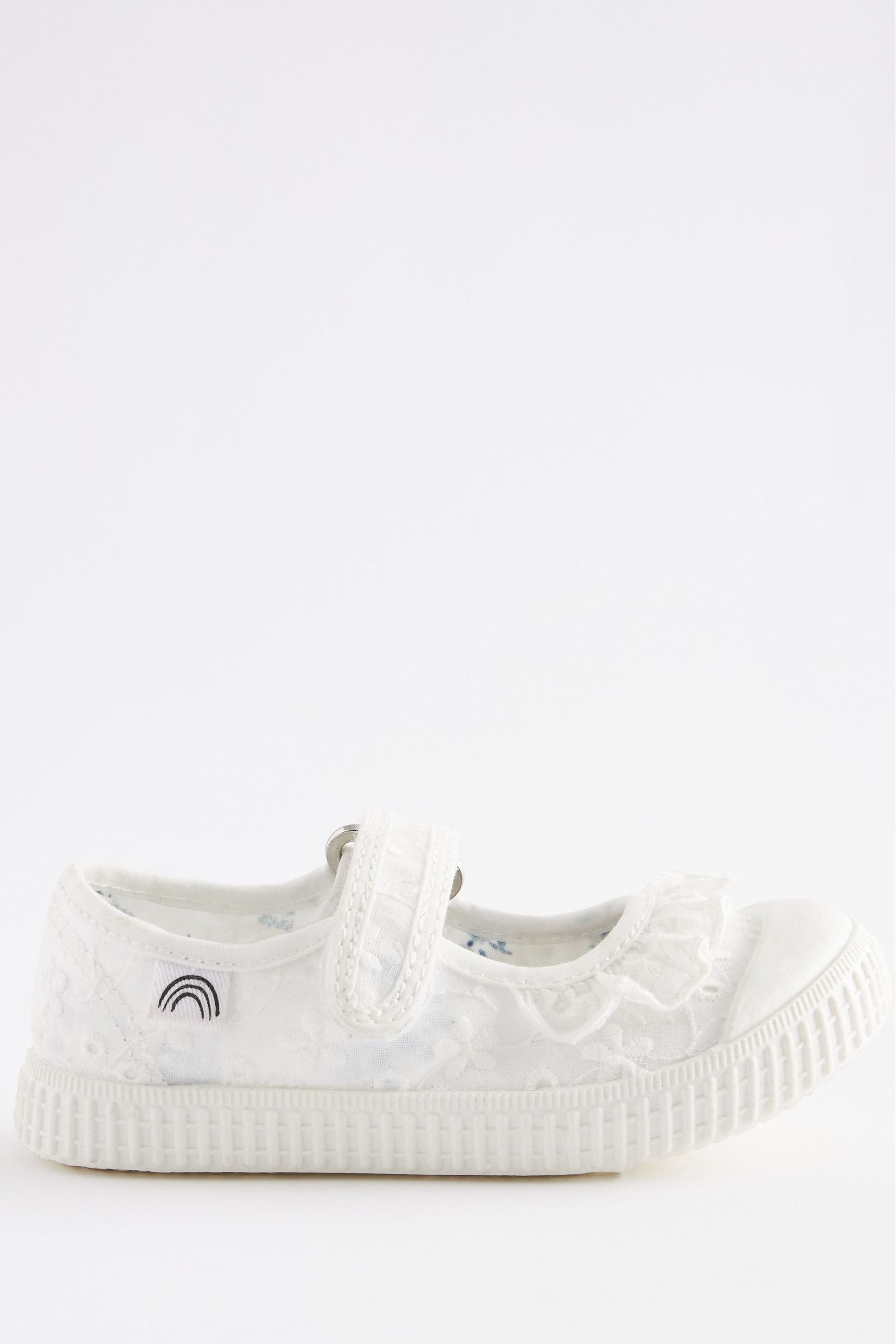 White Broderie Ruffle Mary Jane Shoes