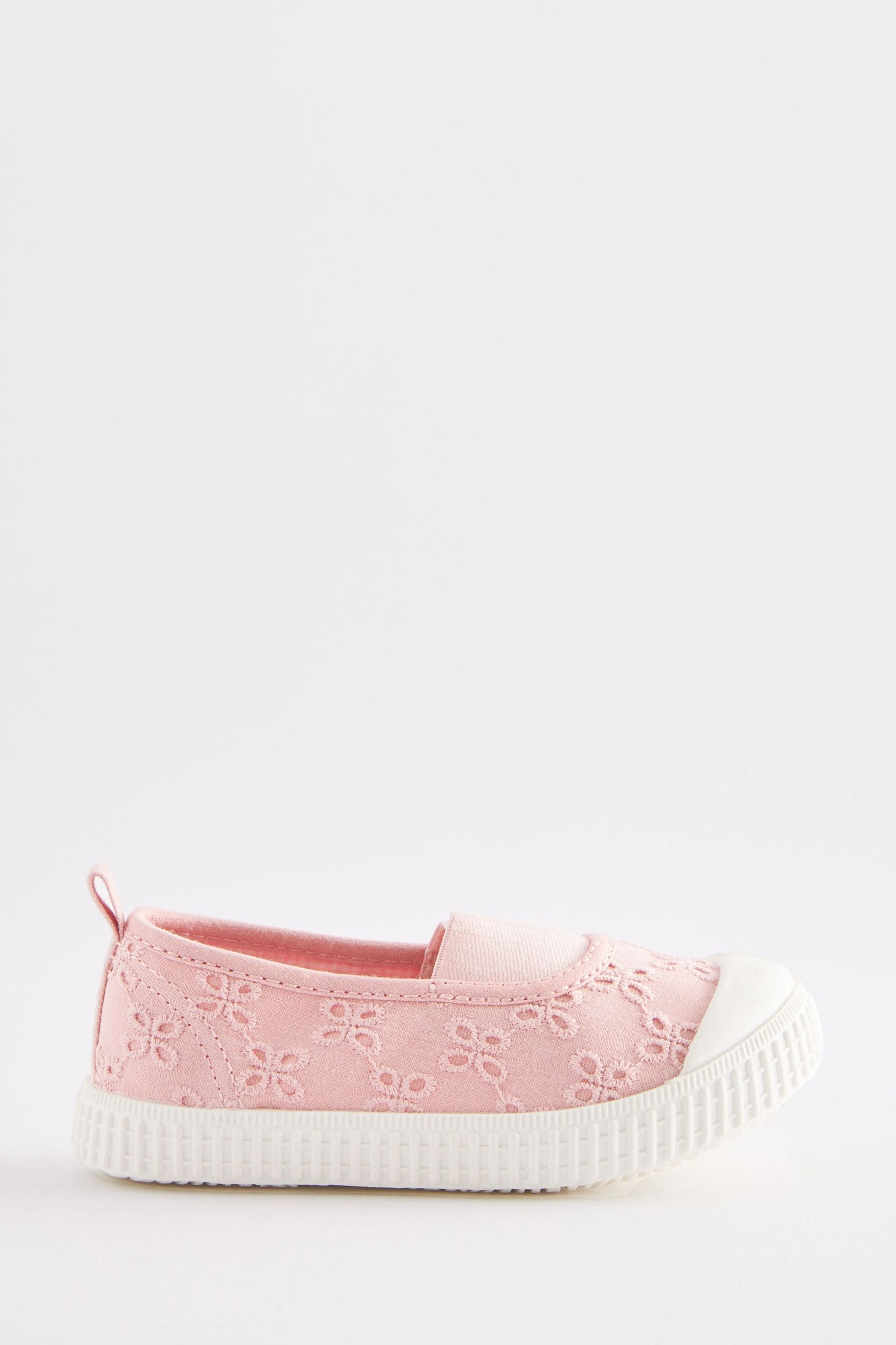 Pink Broderie Slip On Shoes