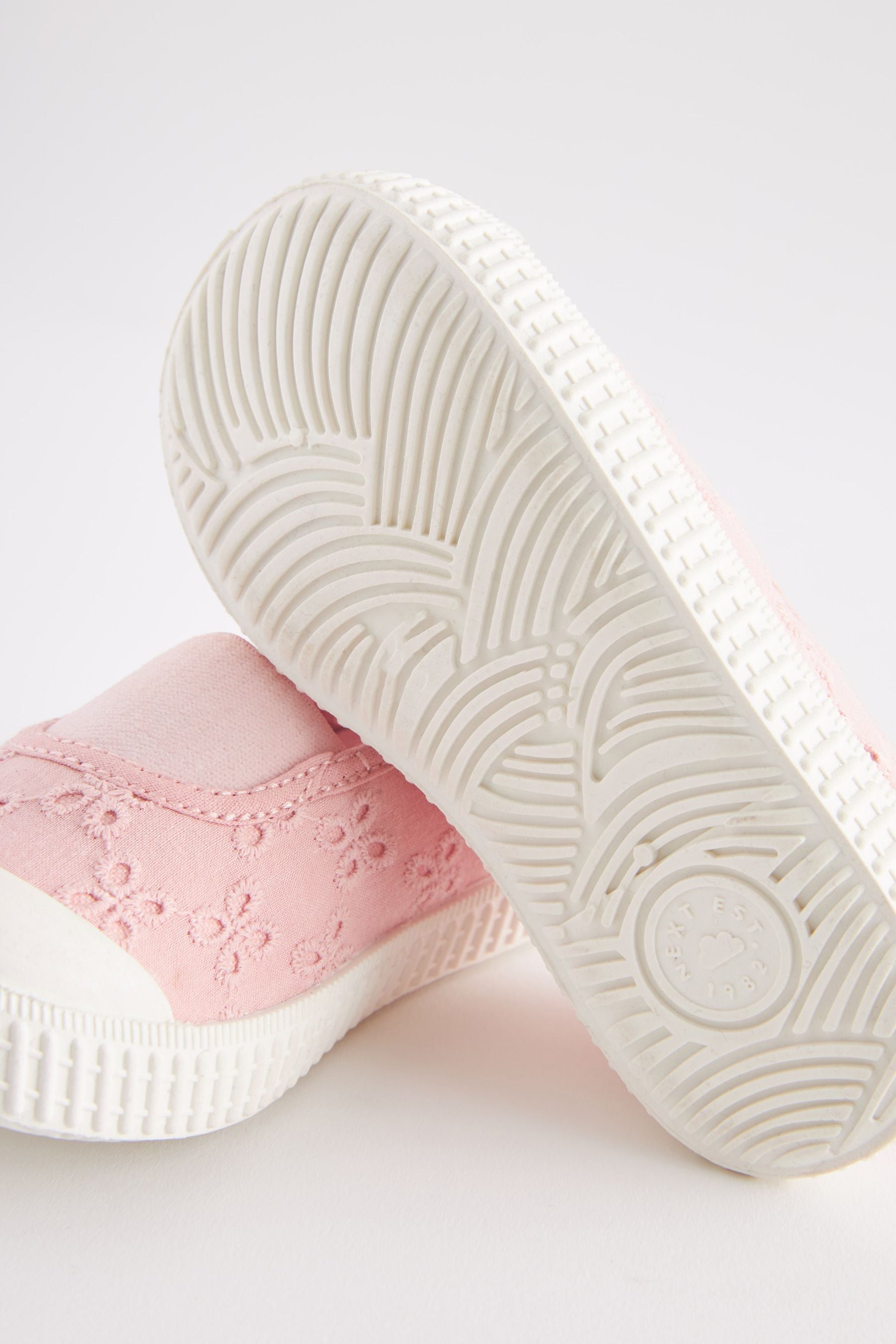 Pink Broderie Slip On Shoes