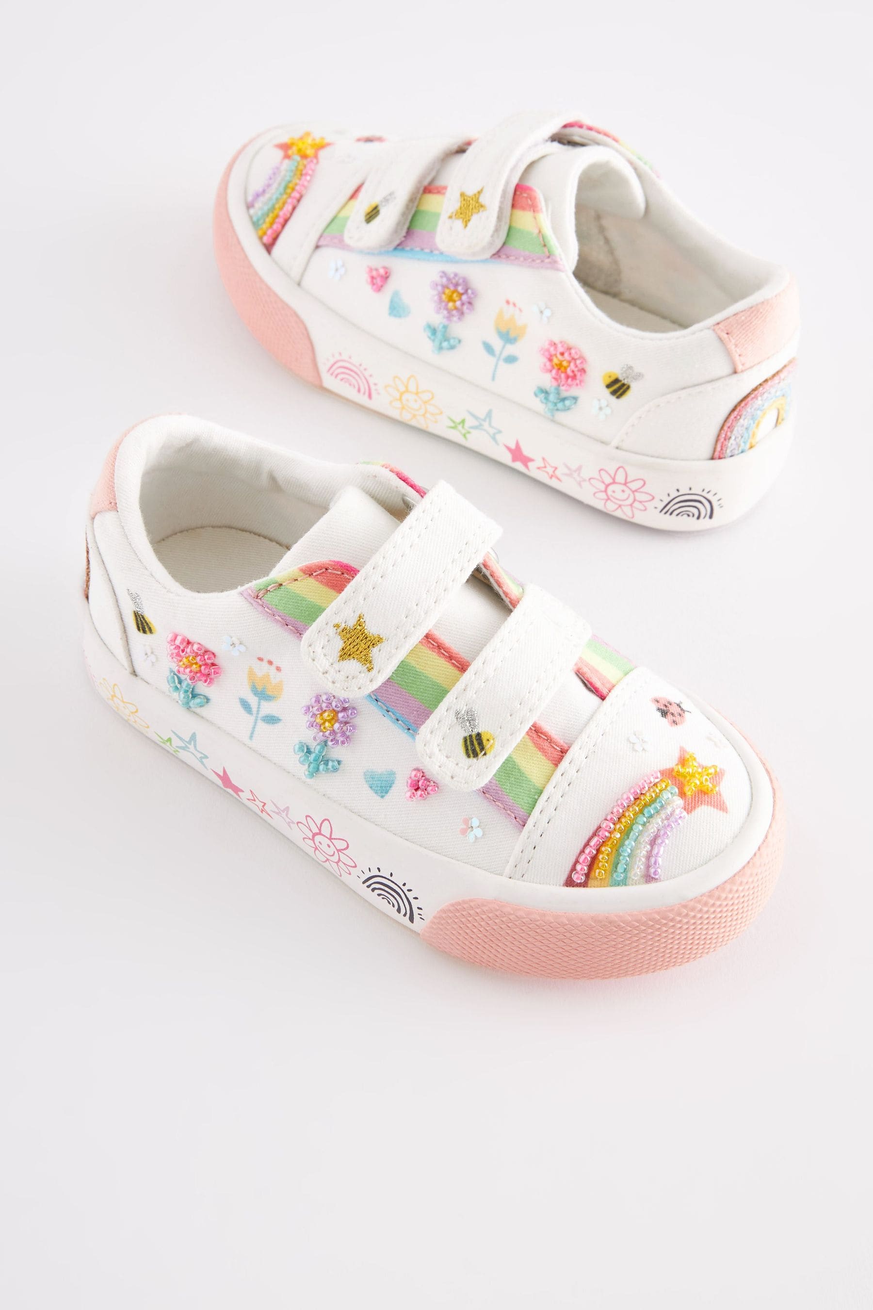 White Rainbow Embellished Embellished Trainers