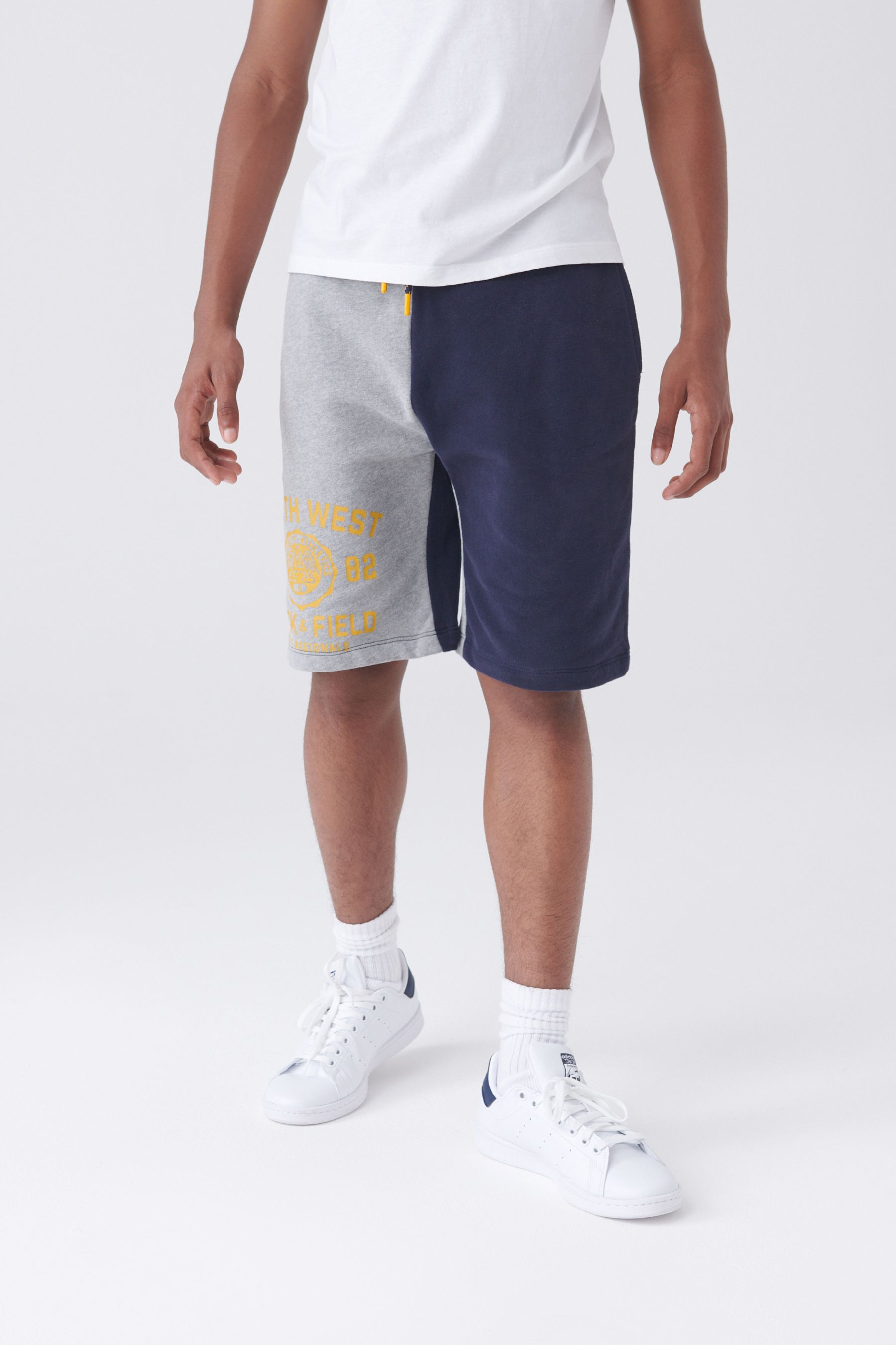 Grey/Navy Blue Varsity Colourblock Shorts (3-16yrs)