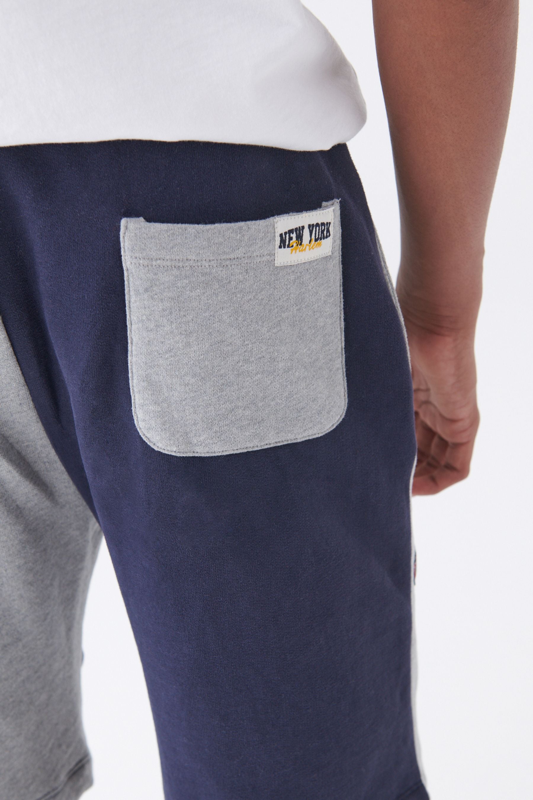 Grey/Navy Blue Varsity Colourblock Shorts (3-16yrs)