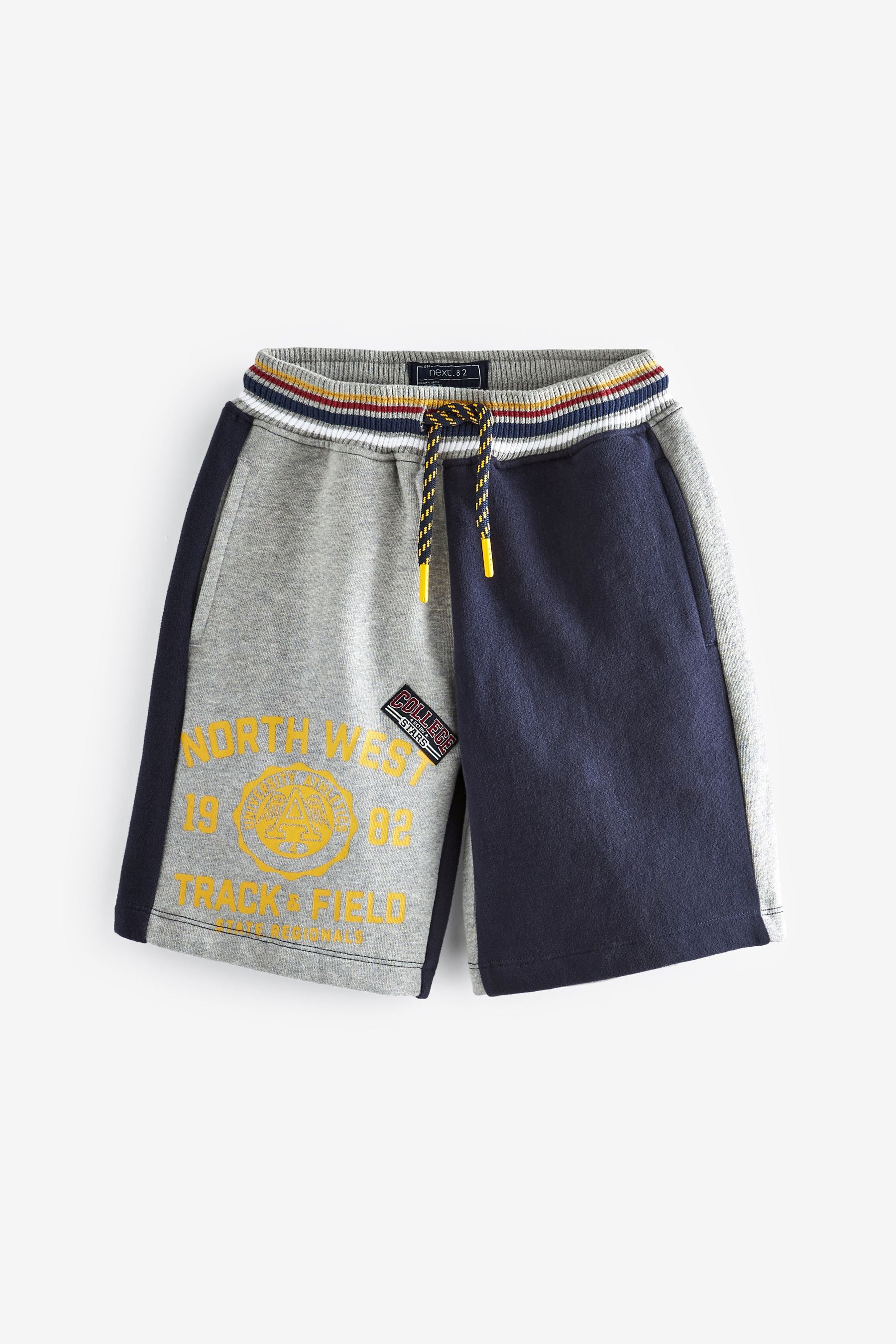 Grey/Navy Blue Varsity Colourblock Shorts (3-16yrs)