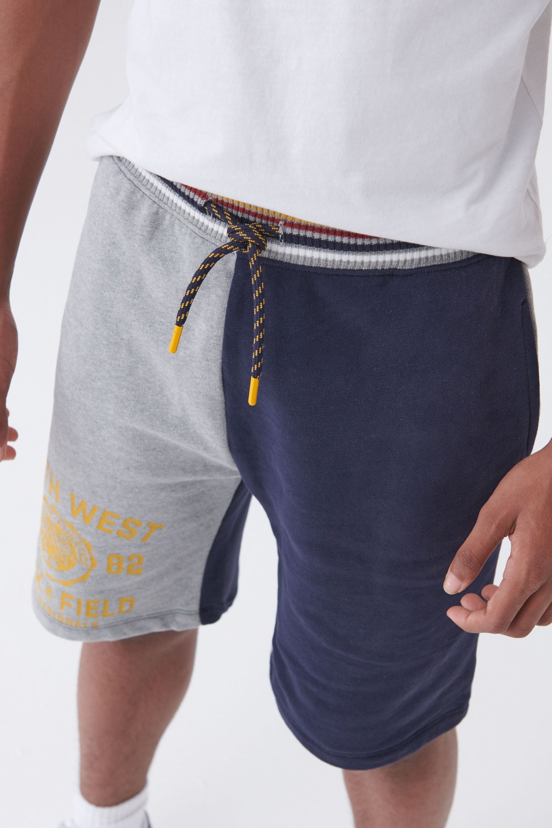 Grey/Navy Blue Varsity Colourblock Shorts (3-16yrs)