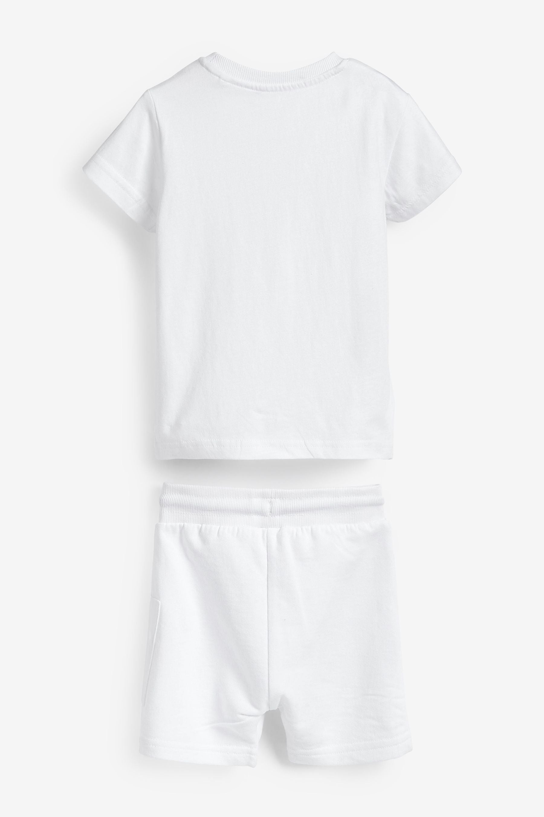 White Zip Pocket T-Shirt And Shorts Set (3mths-7yrs)